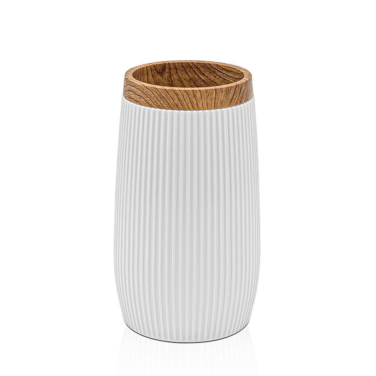 Bicchiere da bagno porta spazzolini London  L 7.3 x H 12.1 in polipropilene bianco - 2