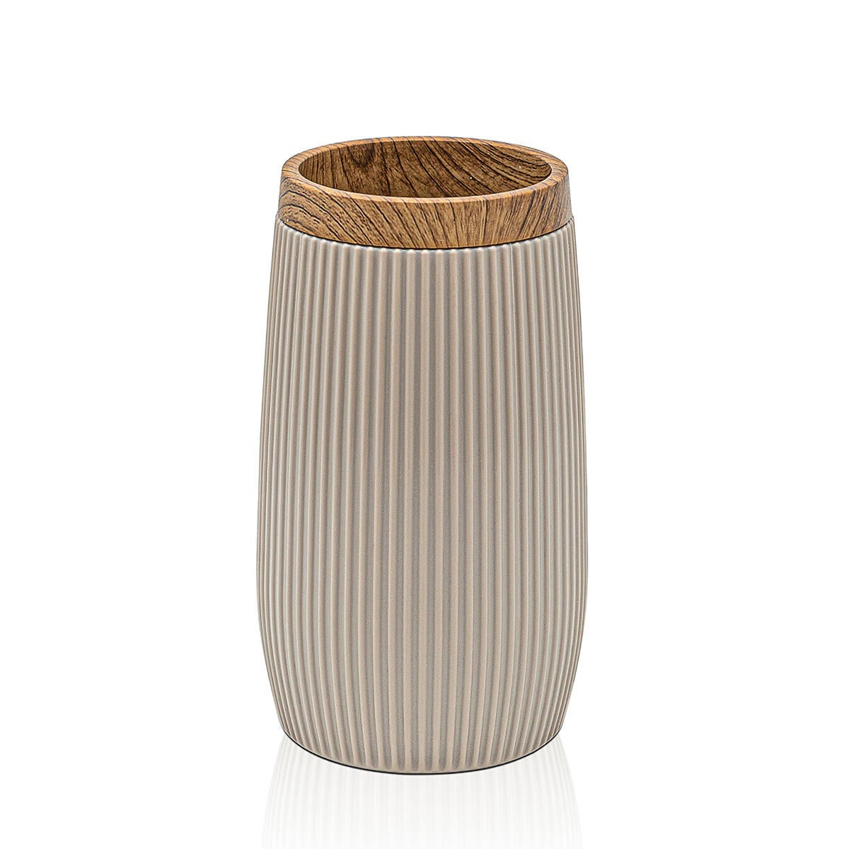 Bicchiere da bagno porta spazzolini London  L 7.3 x H 12.1 in polipropilene tortora - 3