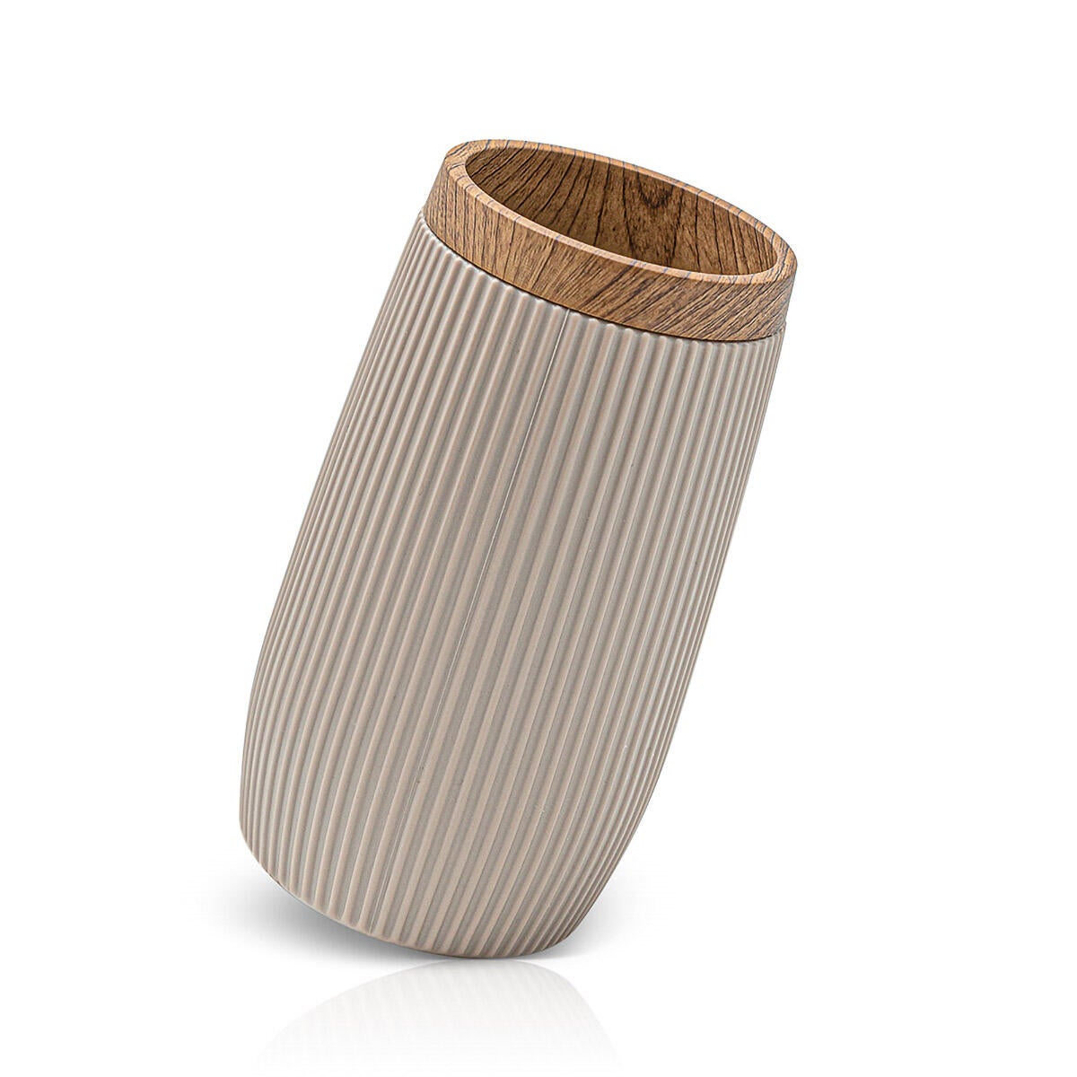 Bicchiere da bagno porta spazzolini London  L 7.3 x H 12.1 in polipropilene tortora - 2