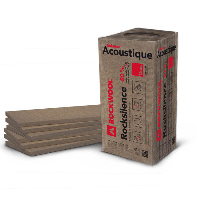Panneau de laine de roche ROCKWOOL Rocksilence, Ep.40mm, 1.35x0.6m