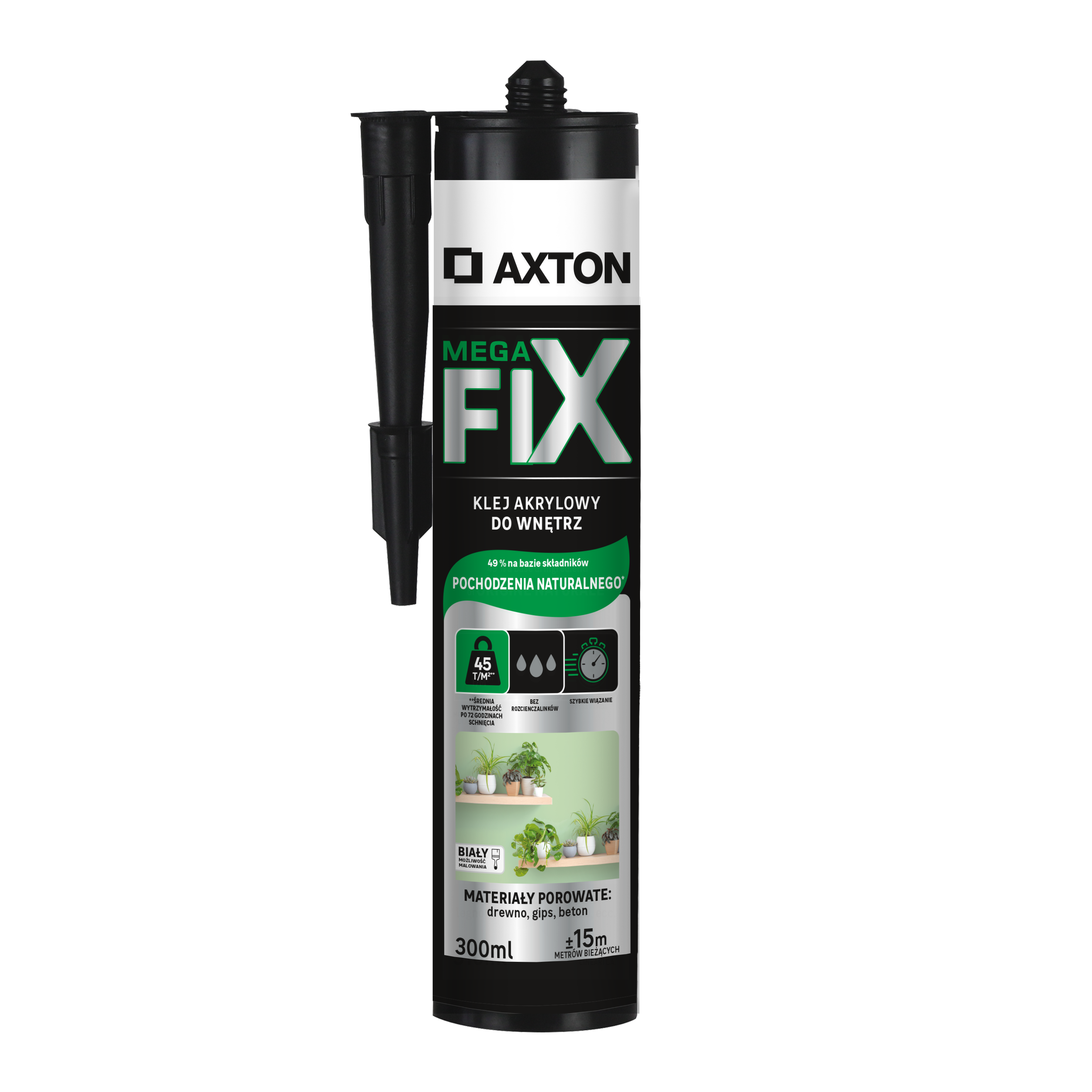 Bio klej montażowy wewnętrzny biały 300 ml Axton