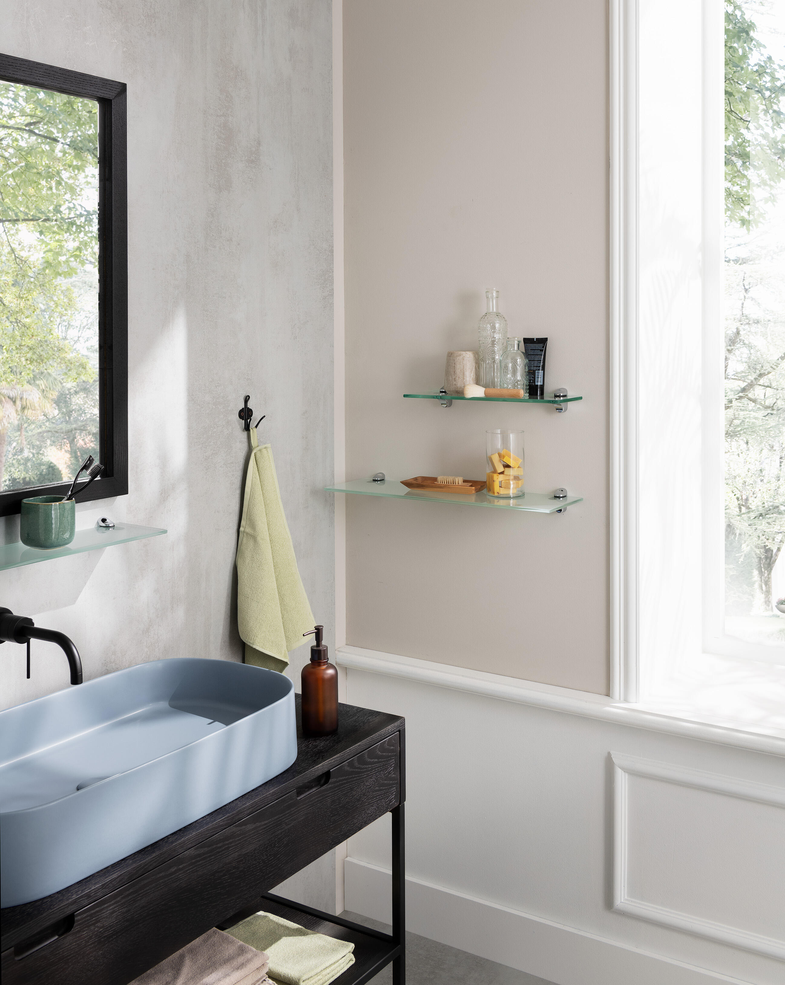 Etagère murale verre transparent brillant, L.60 x P.13 cm, Ep.8 mm - 2