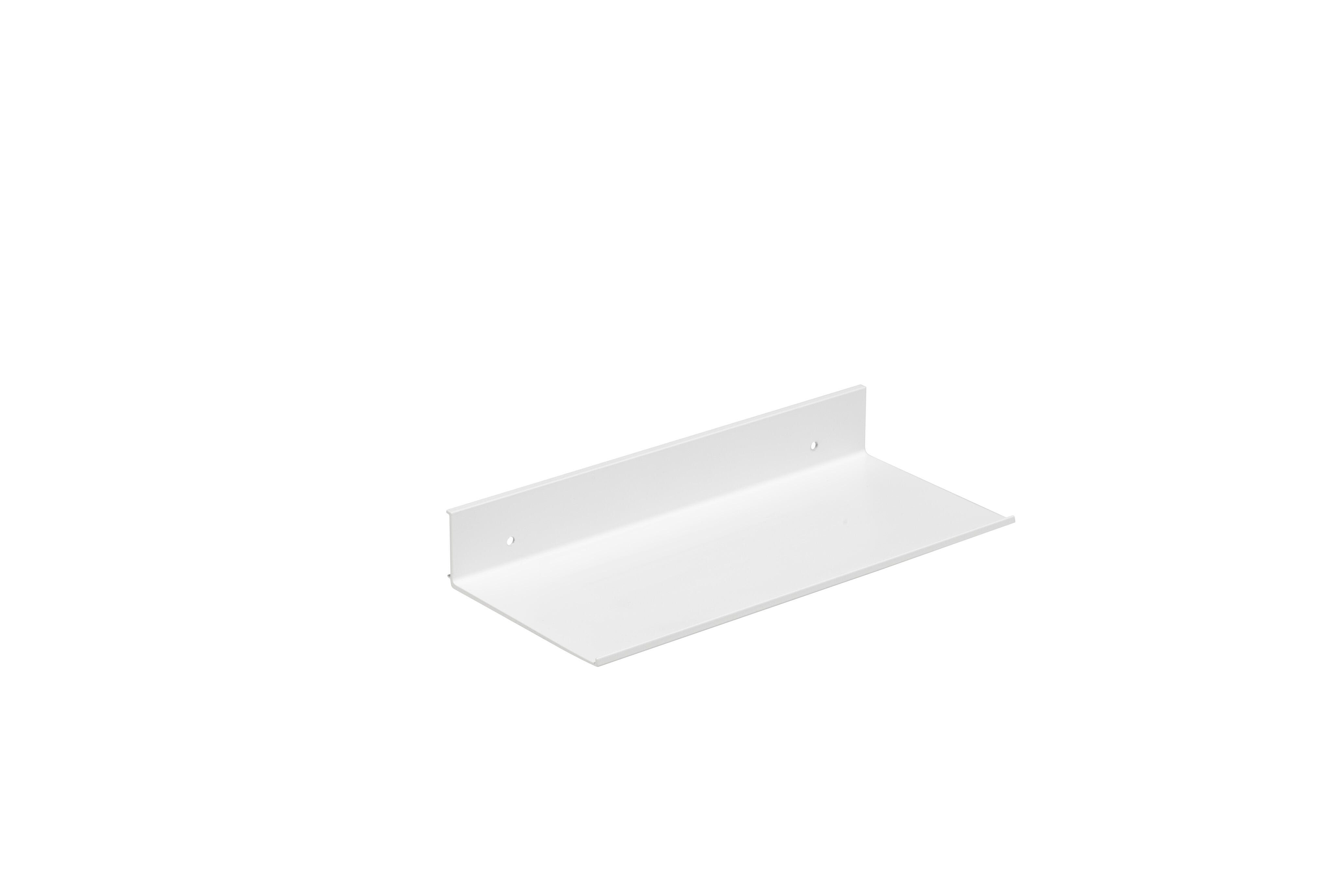 Etagère murale en aluminium blanc mat lisse, L.30 x H.4 x P.13 cm, Ep.5 mm - 2