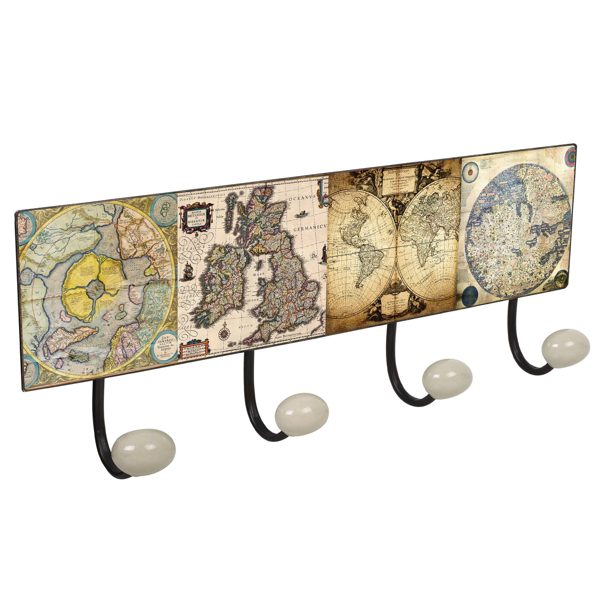 Perchero de pared nuria porcelana multicolor con 4 ganchos