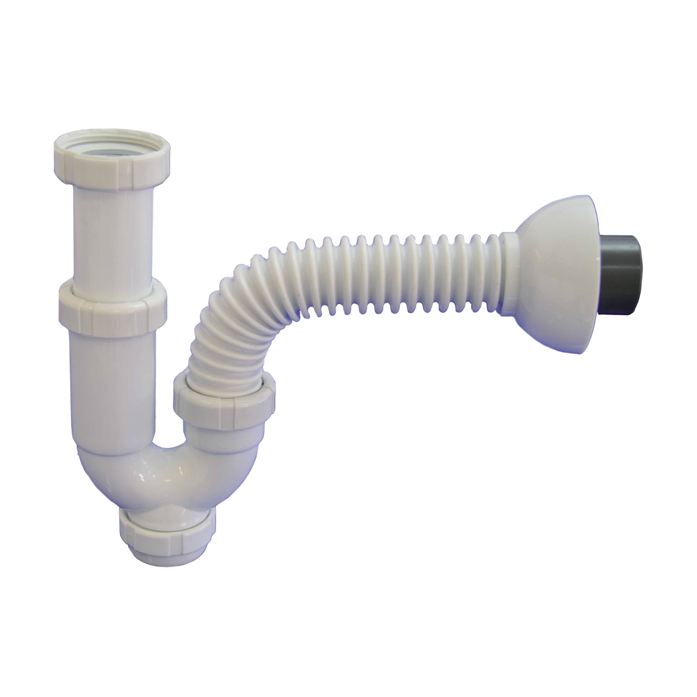 Sifon curvo lavabo salida flex 1-1/2x40