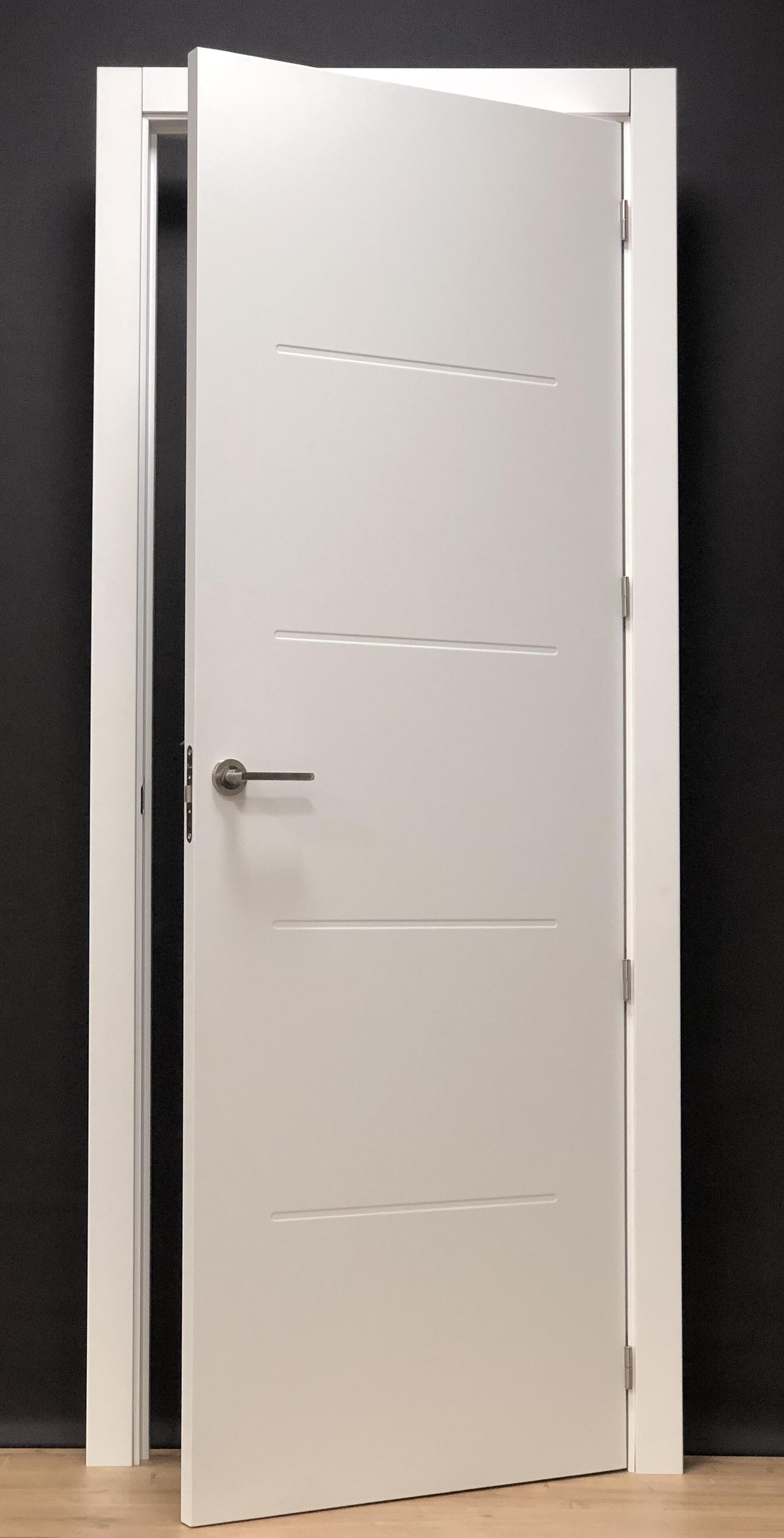 Pack puerta interior maciza NEW SAHARA de 82,5 cm IZQUIERDA + molduras+ manivela (Envío gratis) - 4