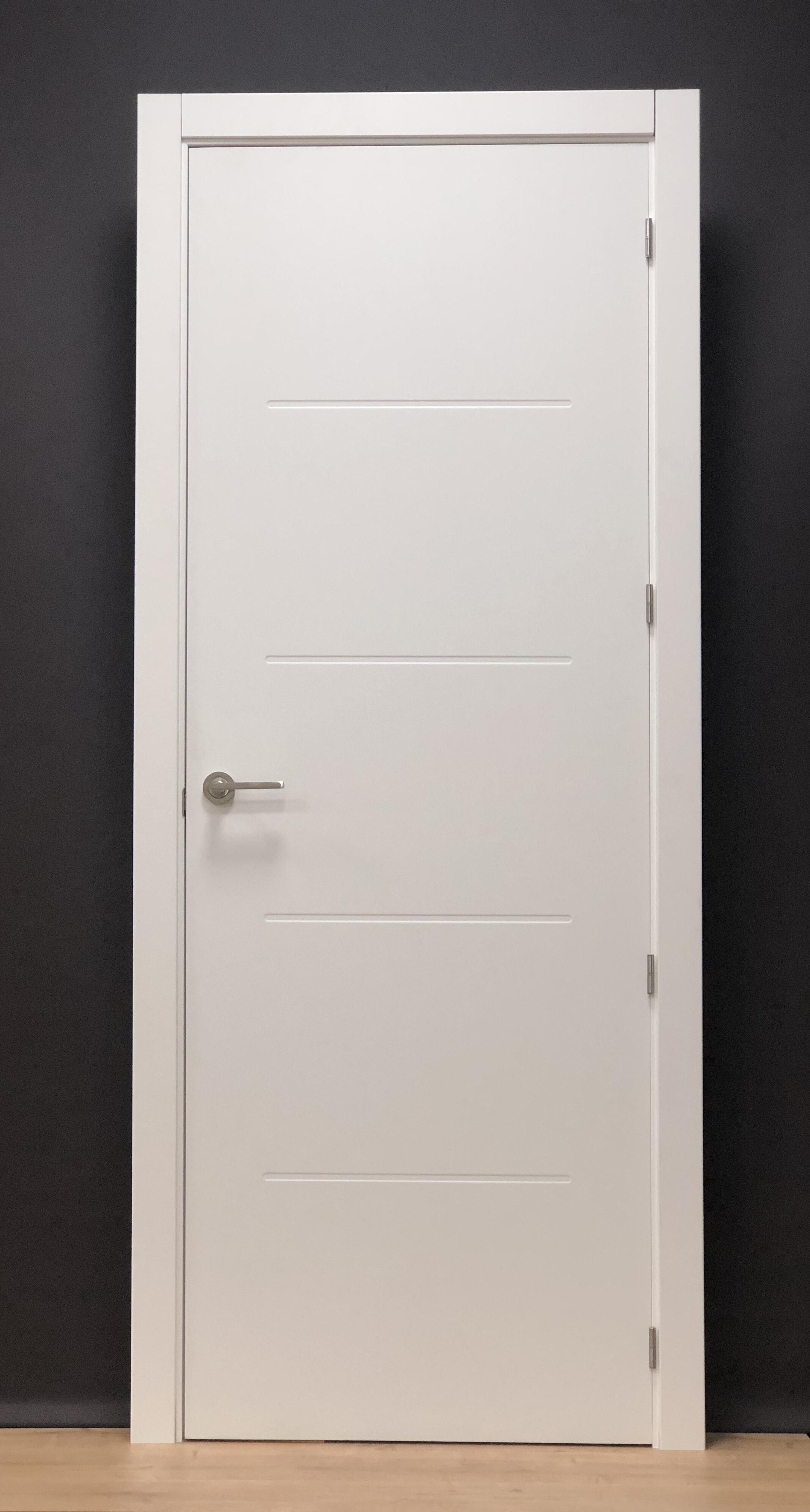 Pack puerta interior maciza NEW SAHARA de 82,5 cm IZQUIERDA + molduras+ manivela (Envío gratis) - 3