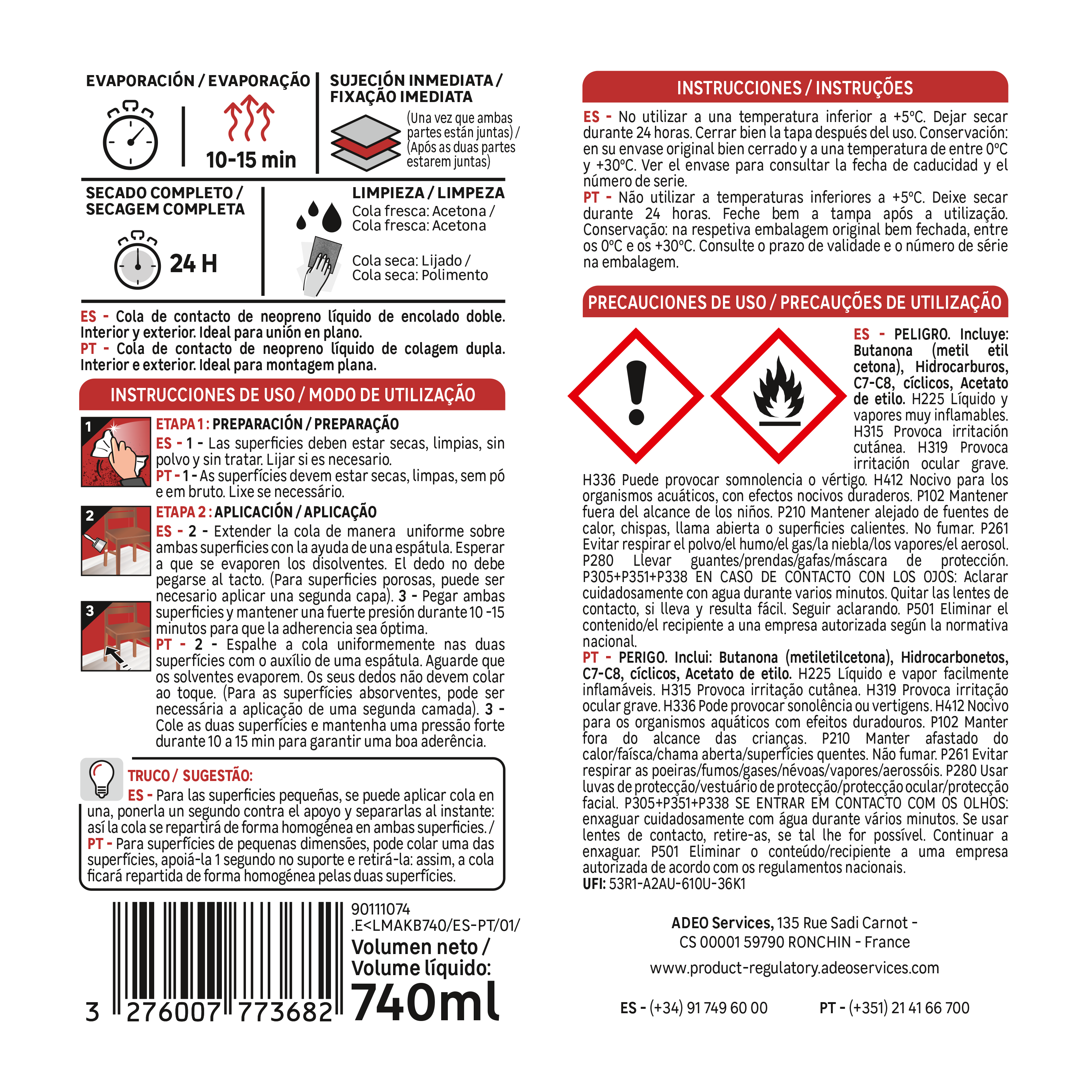 Cola de contacto AXTON 740 ml para madera, PVC, hormigón, resiste al agua. Para unir materiales. - 2