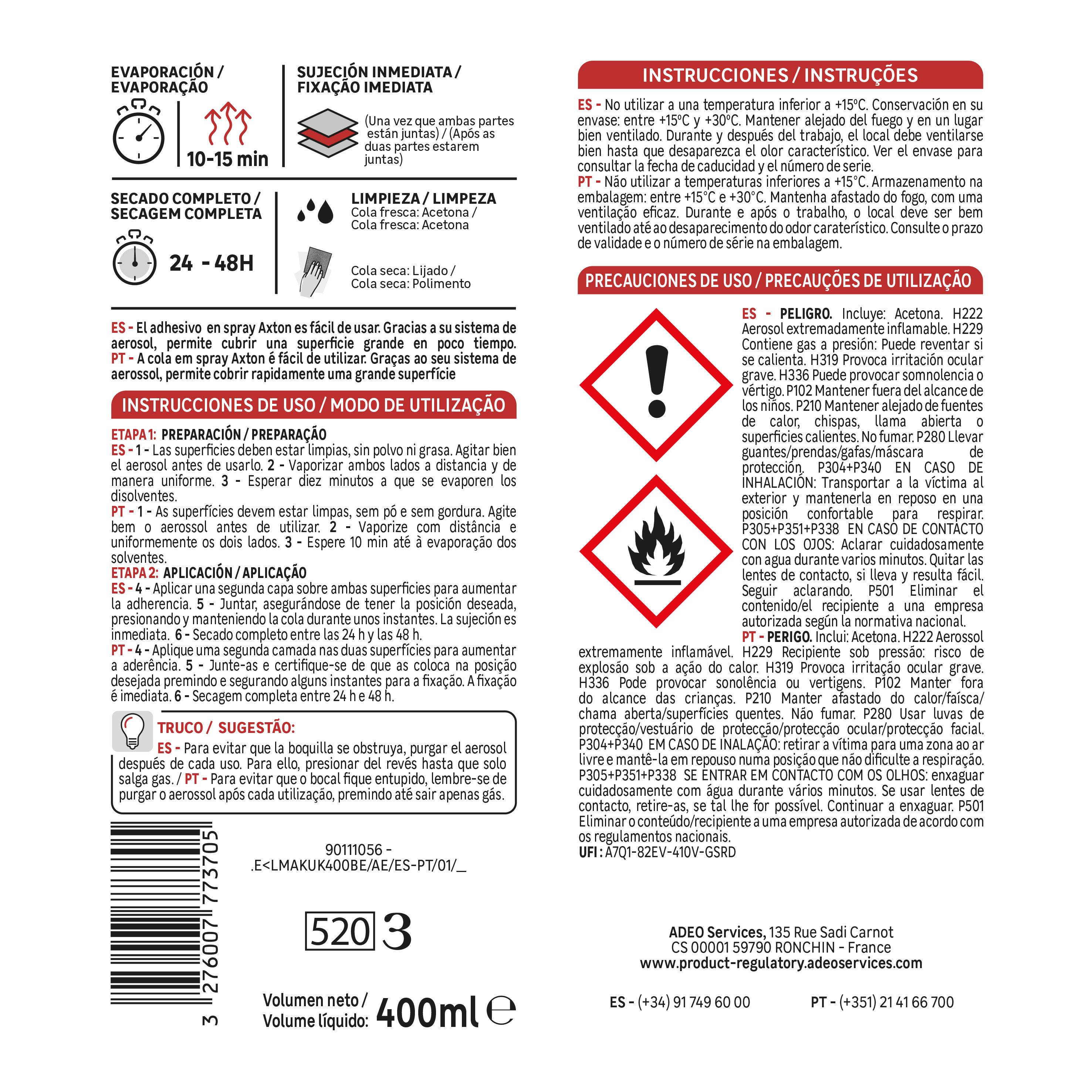 Cola de contacto AXTON 400 ml para madera, hormigón, cerámica, resiste al agua. Para unir materiales. - 2