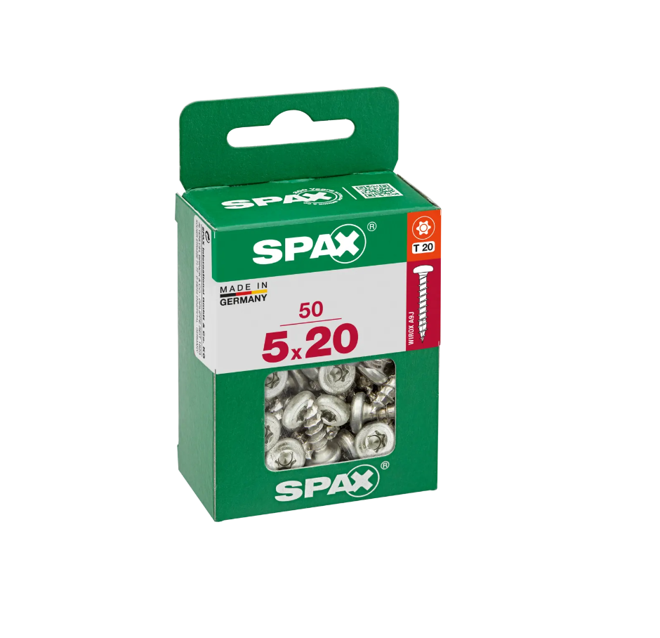 50 tornillo spax t-star+ con cabeza redonda, ø 5mm y 20 mm