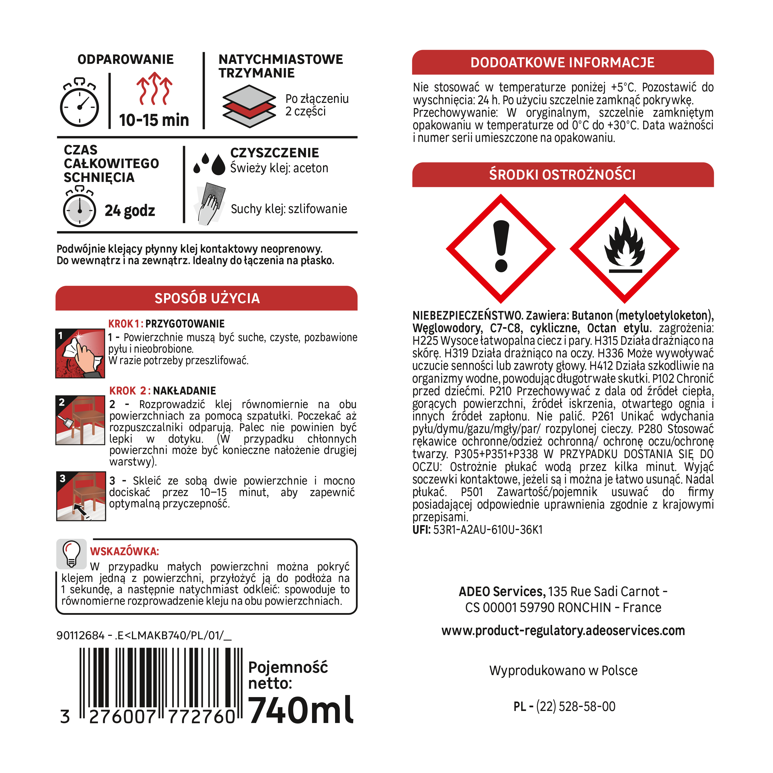 Klej neoprenowy kontaktowy bezbarwny 0.75 litra AXTON - 2