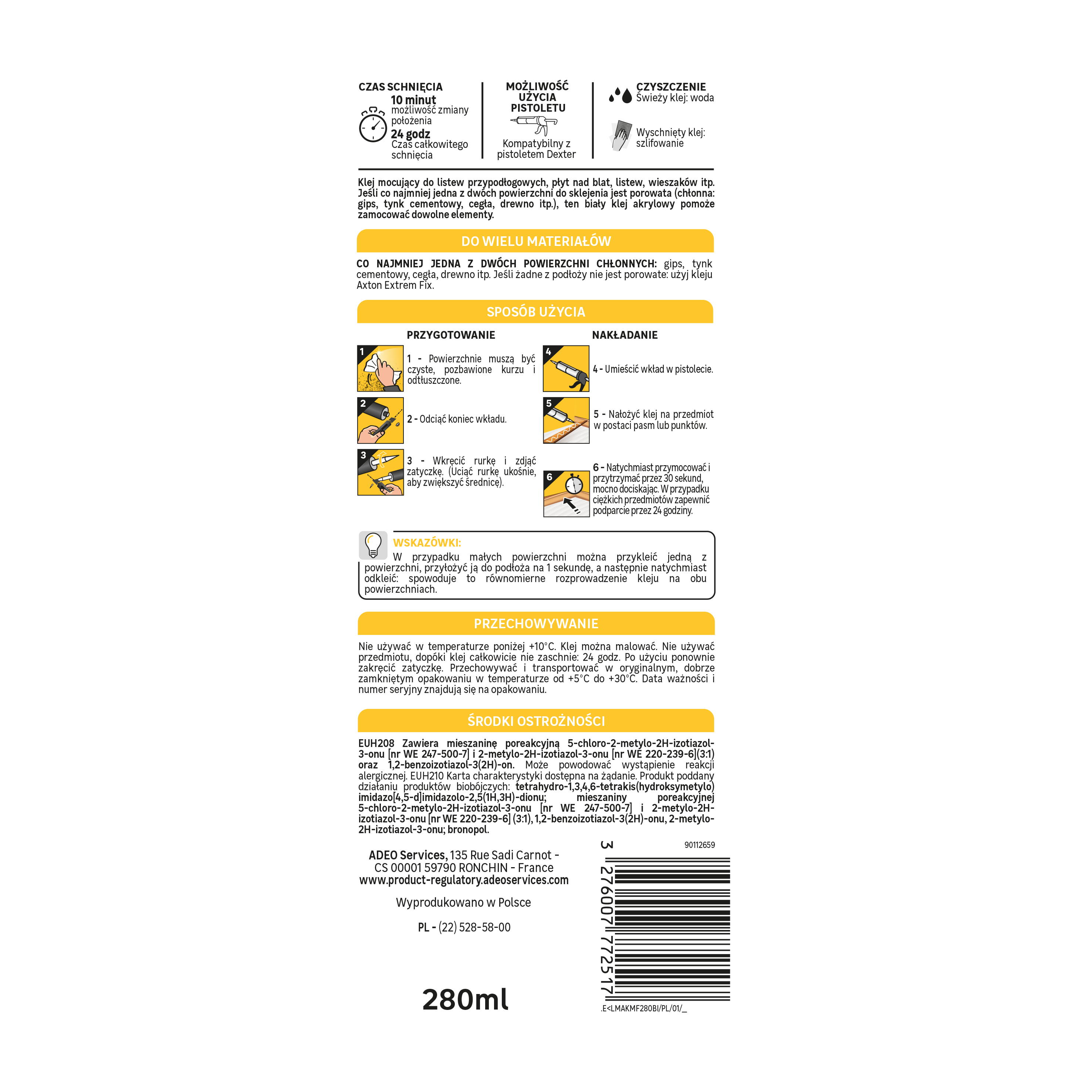 Klej montażowy biały 280 ml Axton - 5