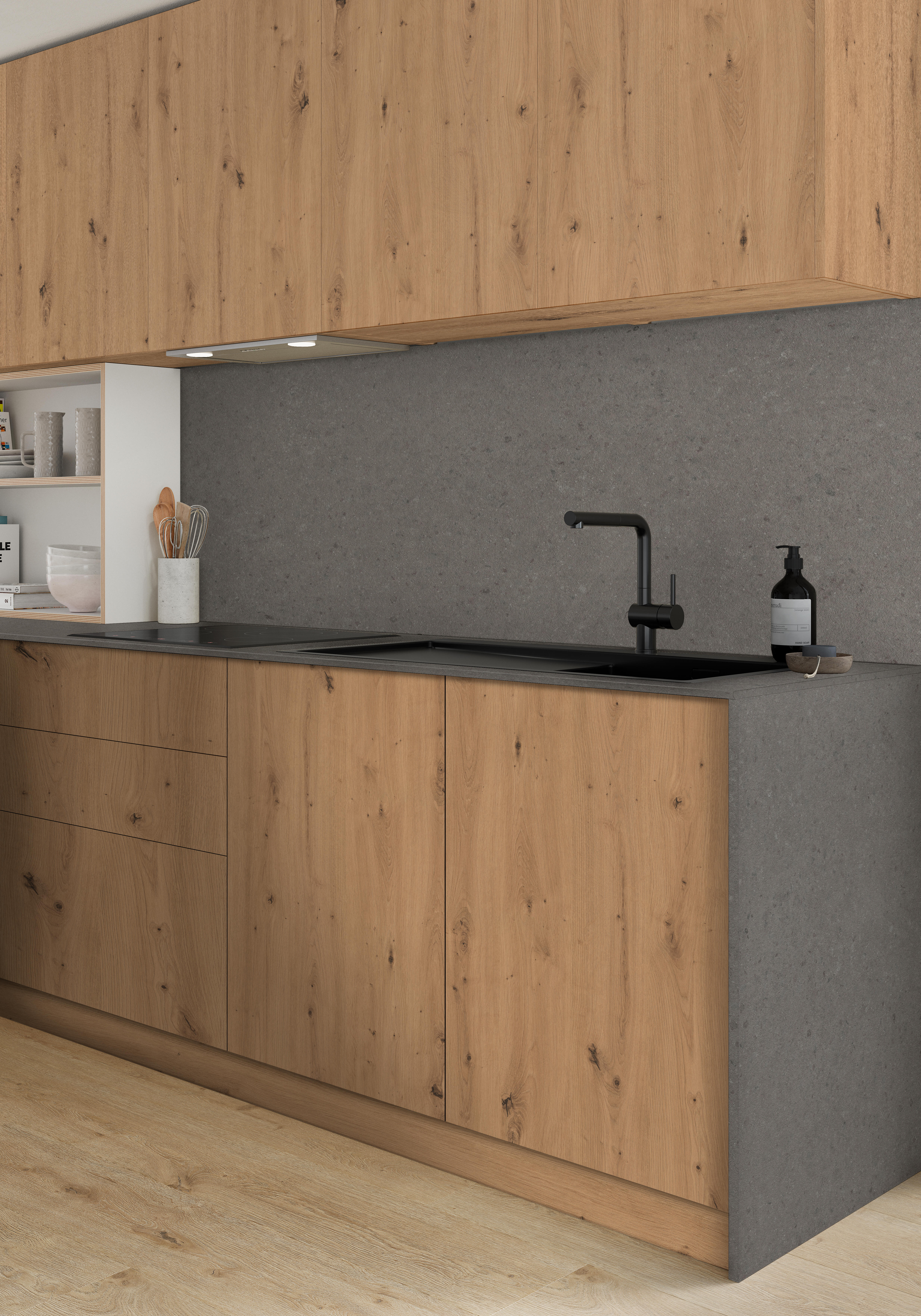 Encimera de cocina laminada compacta Tokyo gris new 360x63cm espesor 13mm - 2