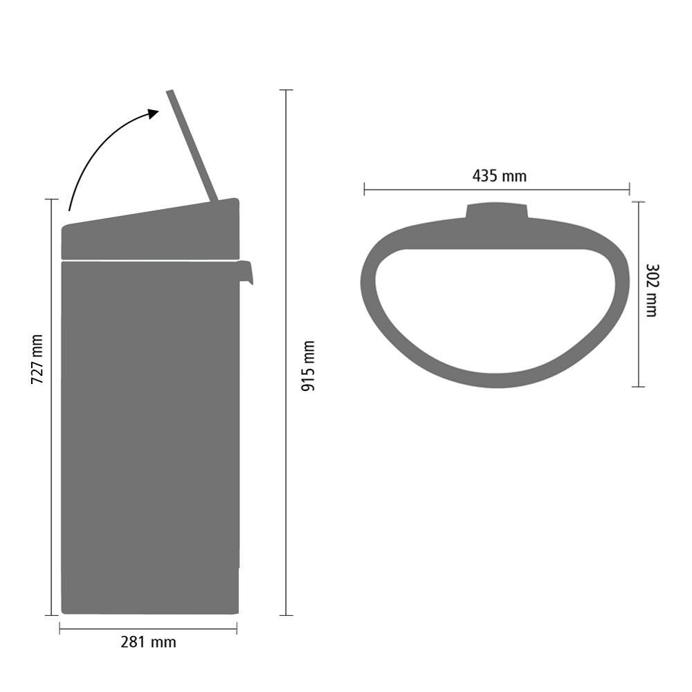 Poubelle de cuisine 40L BRABANTIA Touch bin acier inoxydable gris - 4