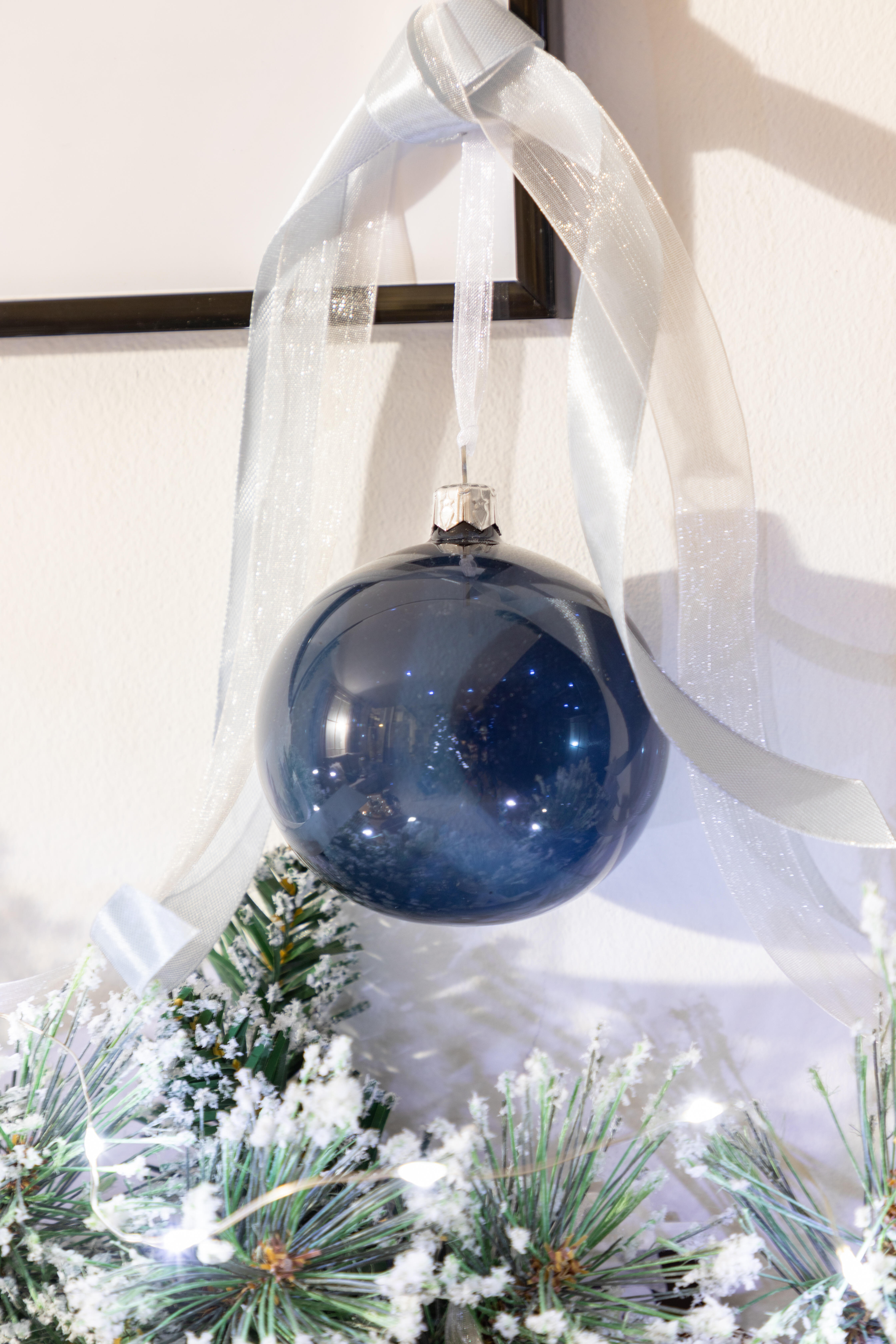 Bola de navidad de cristal transparente/azul 8 cm de ø - 2