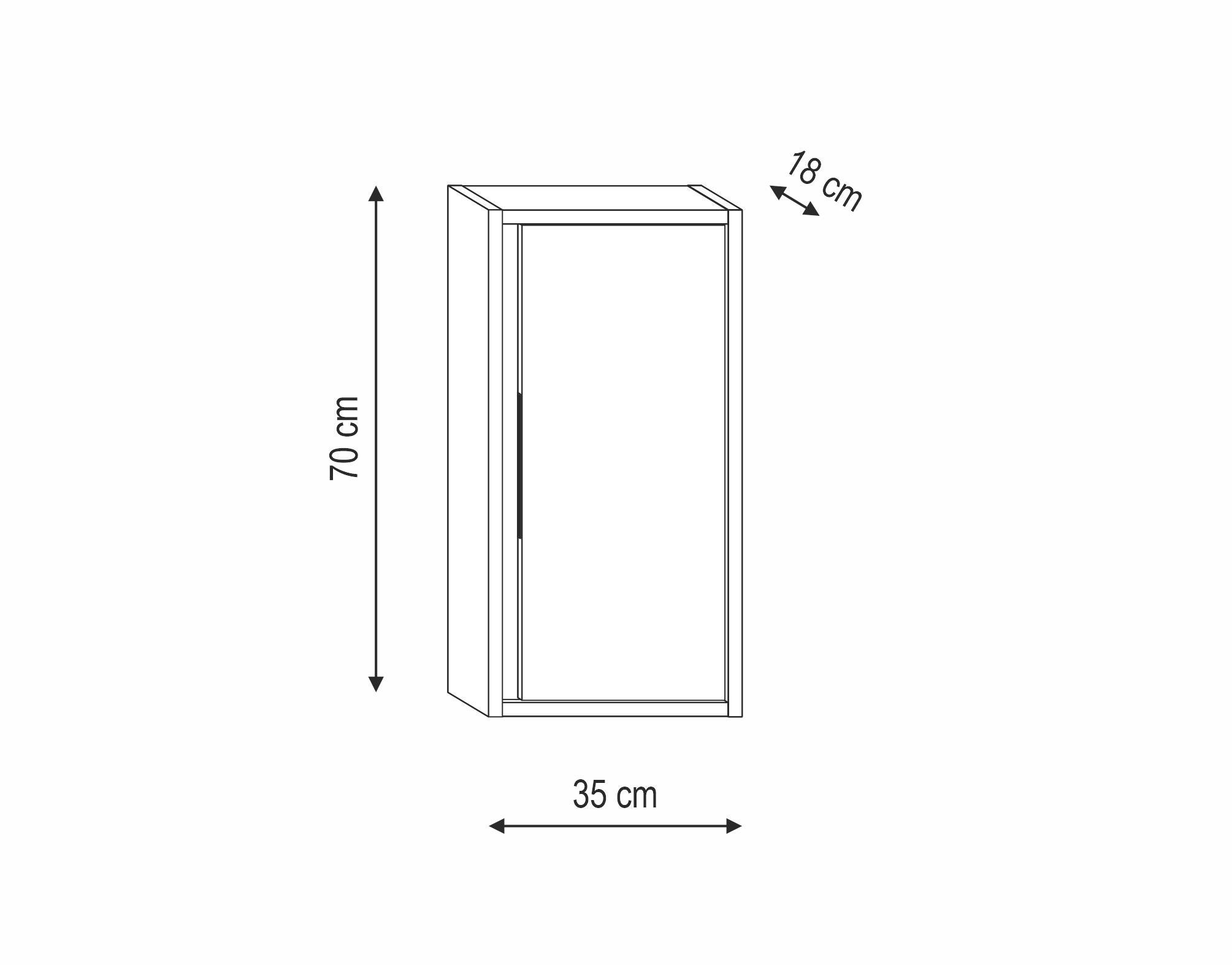 Pensile bagno Lotto olmo rousseau in truciolare, 1 anta apertura da sinistra P 18 x L 35 x H 70 cm - 2