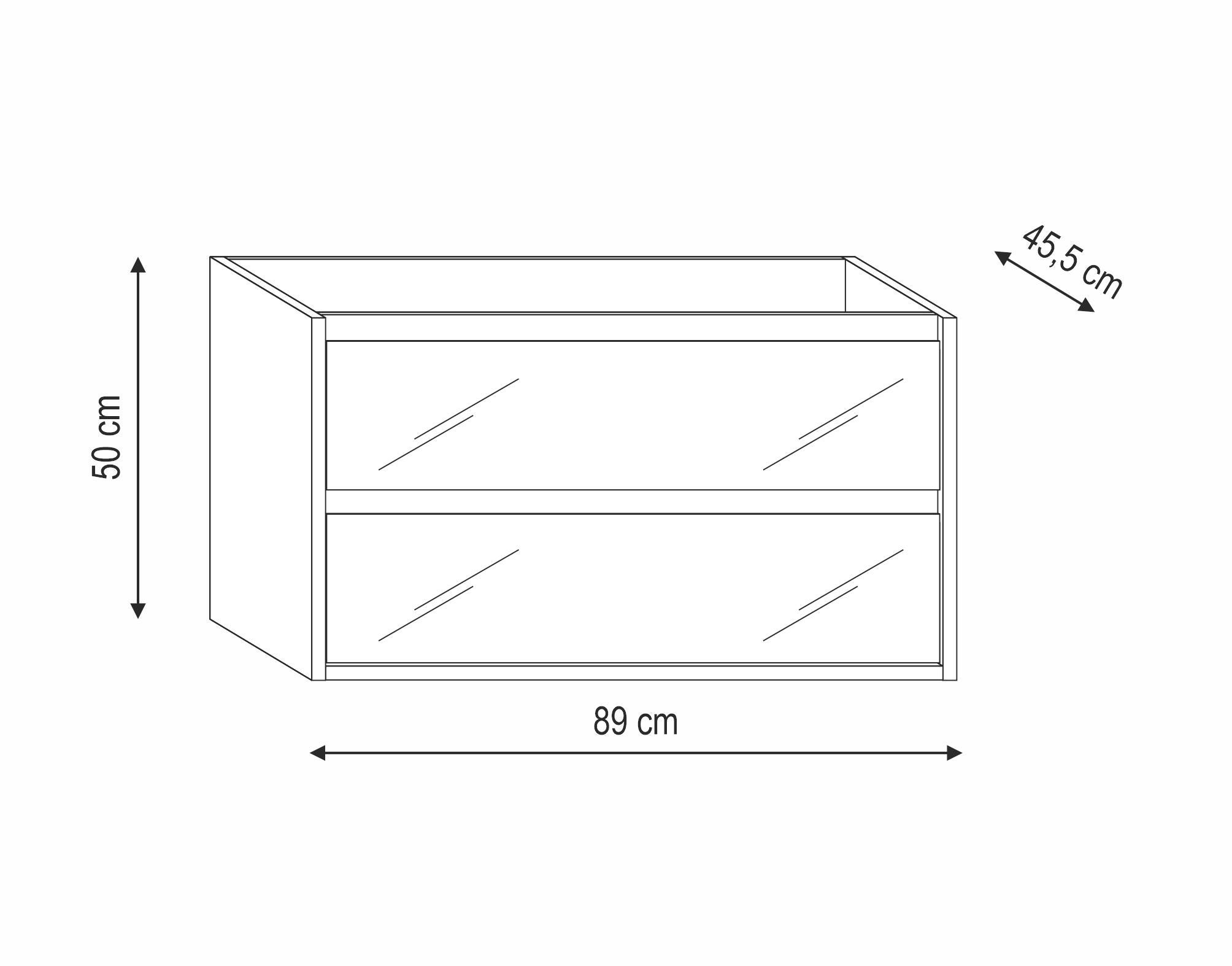 Mobile da bagno sospeso sotto lavabo L 89 x H 50 x P 45.5 cm bianco, 2 cassetti Loto - 5