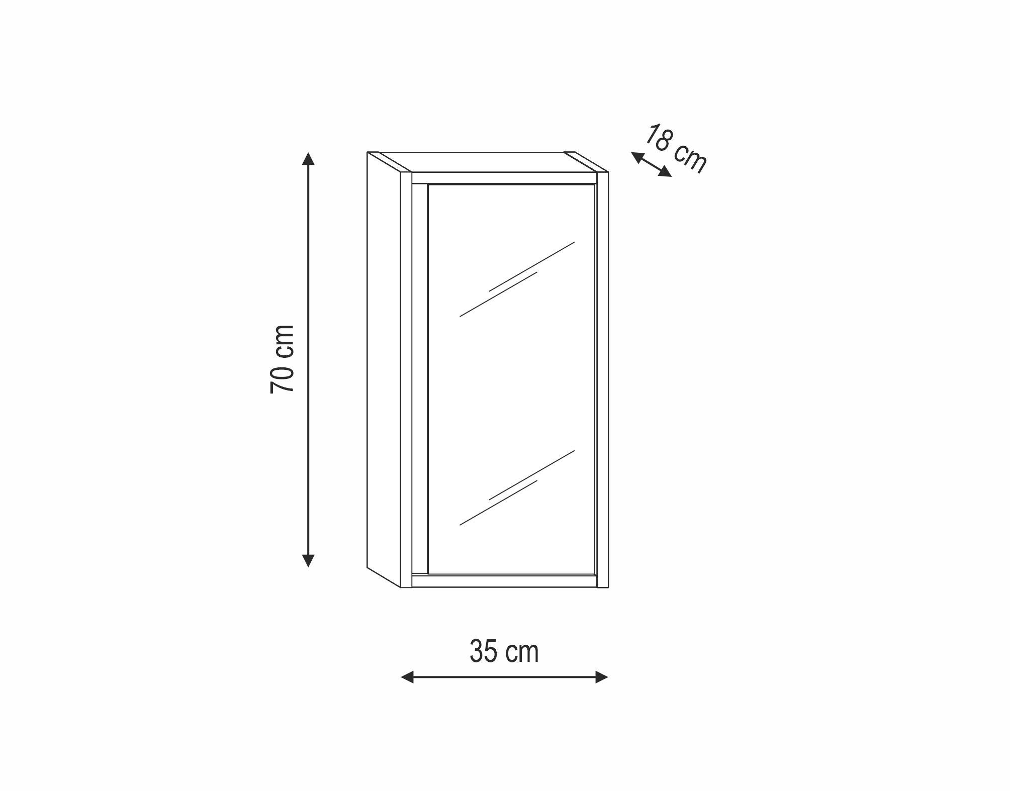 Pensile bagno Lotto rovere scuro in truciolare, 1 anta apertura da sinistra P 18 x L 35 x H 70 cm - 2