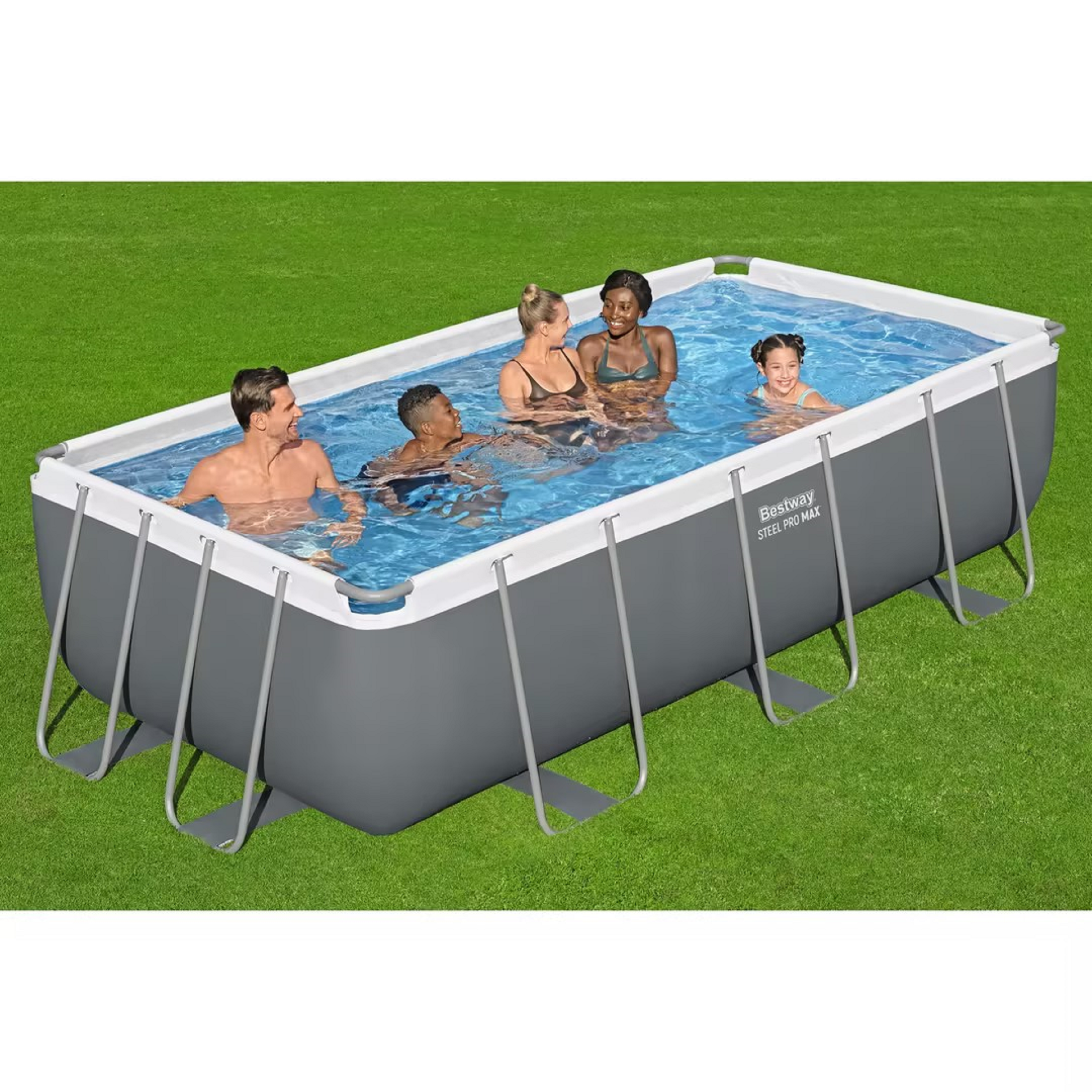 Piscina tubular retangular Bestway Steel Pro Max 402x201x100cm +Escada+Filtro Cartucho+Doseador - 3