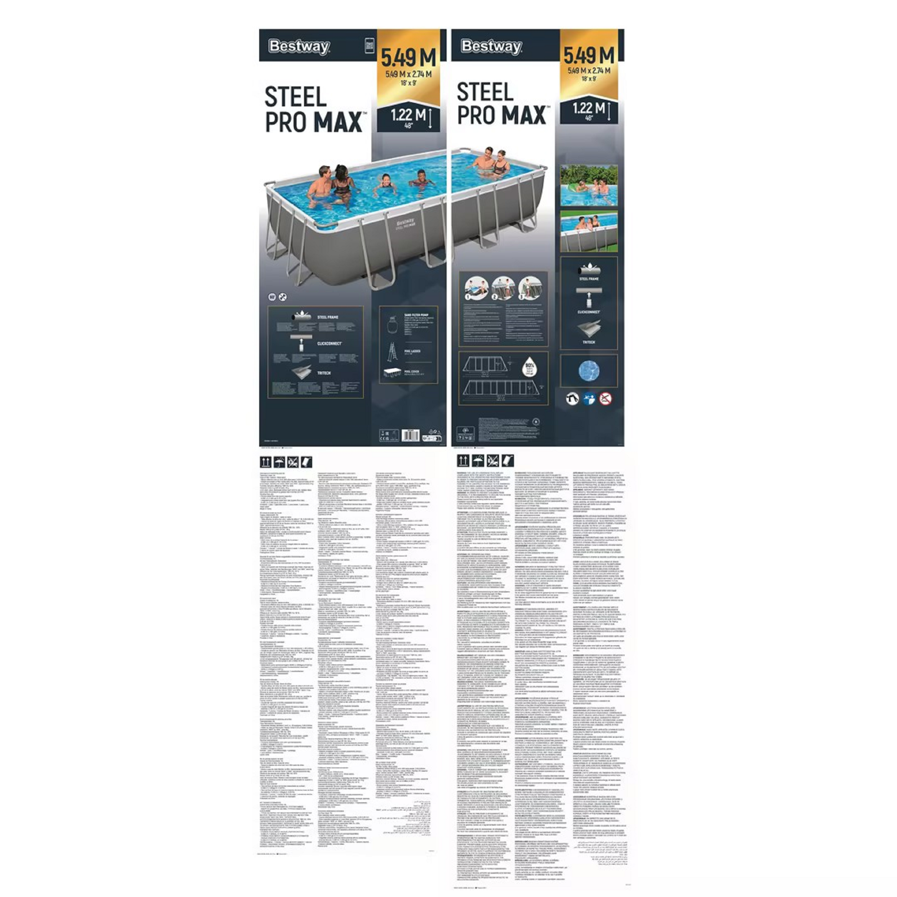 Piscina rectangular Bestway Steel Pro Max 549X274X122CM +Escada+Filtro Areia+Dosea+Cobertura Inverno - 2