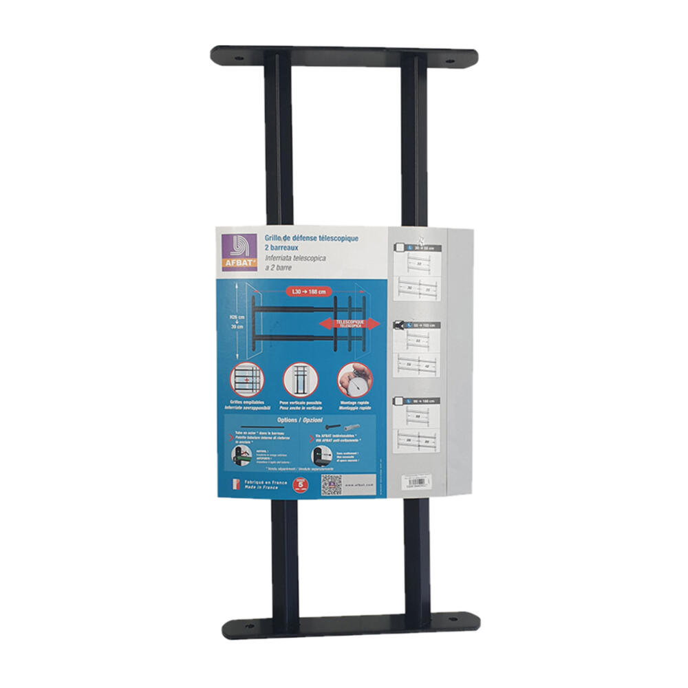 Grille de défense téléscopique 2 barreaux 55 cm à 103 cm, acier peint noir AFBAT - 4