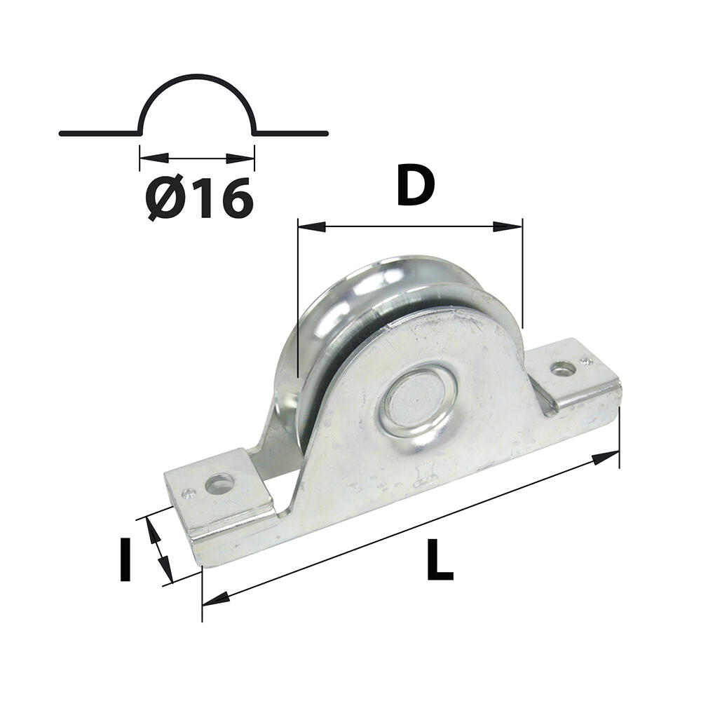 Roue de portail gorge U à encastrer acier zingué, H.90 x L.155 x P.32 mm AFBAT - 4
