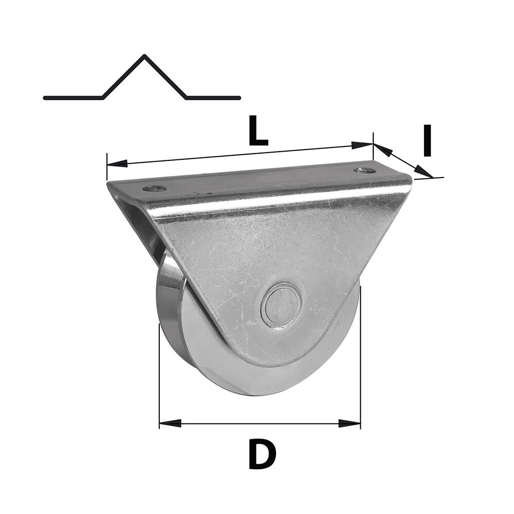 Roue portail coulissant Ø80mm pour gorge V support extérieur - 300kg AFBAT - 2