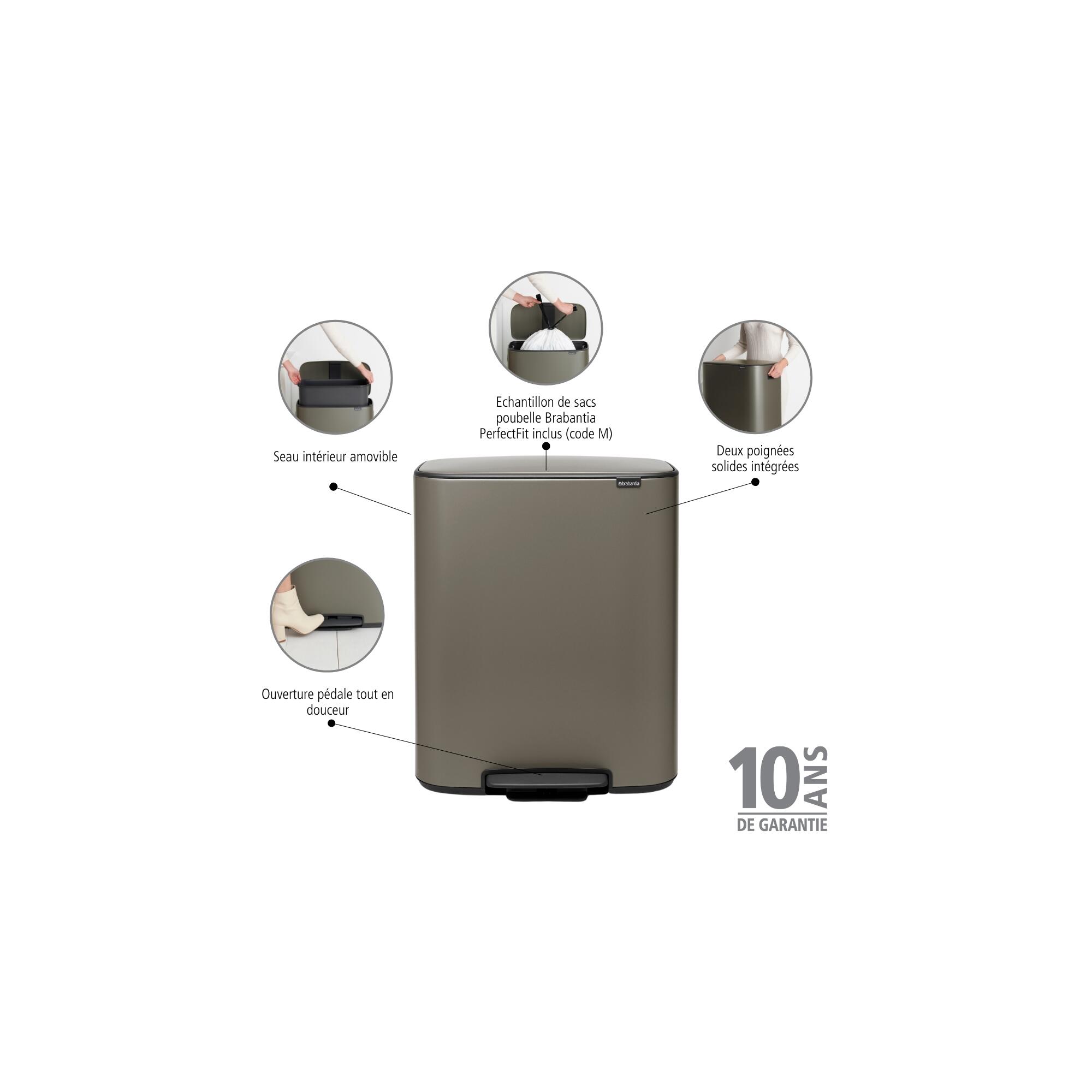 Balde do Lixo com pedal BO BRABANTIA BRANCO 2X30L - 6