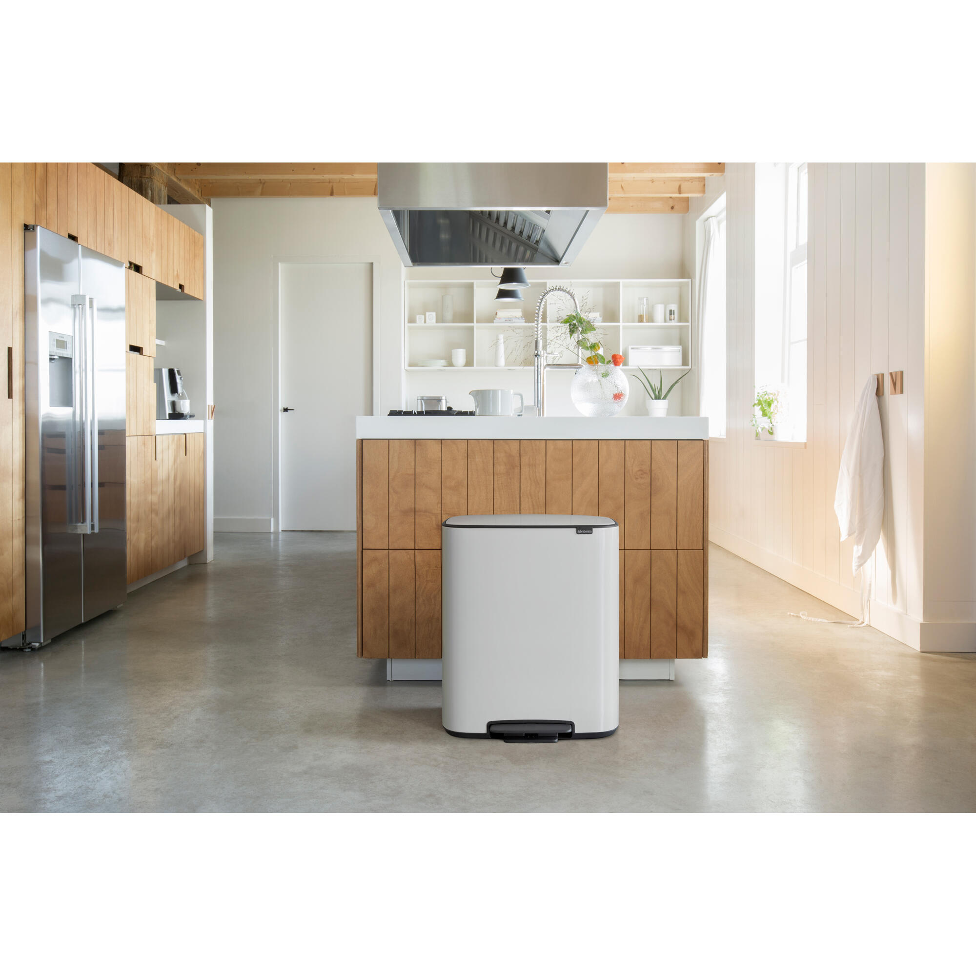 Poubelle tri sélectif de cuisine 30+30L à pédale BRABANTIA Bo acier blanc - 2