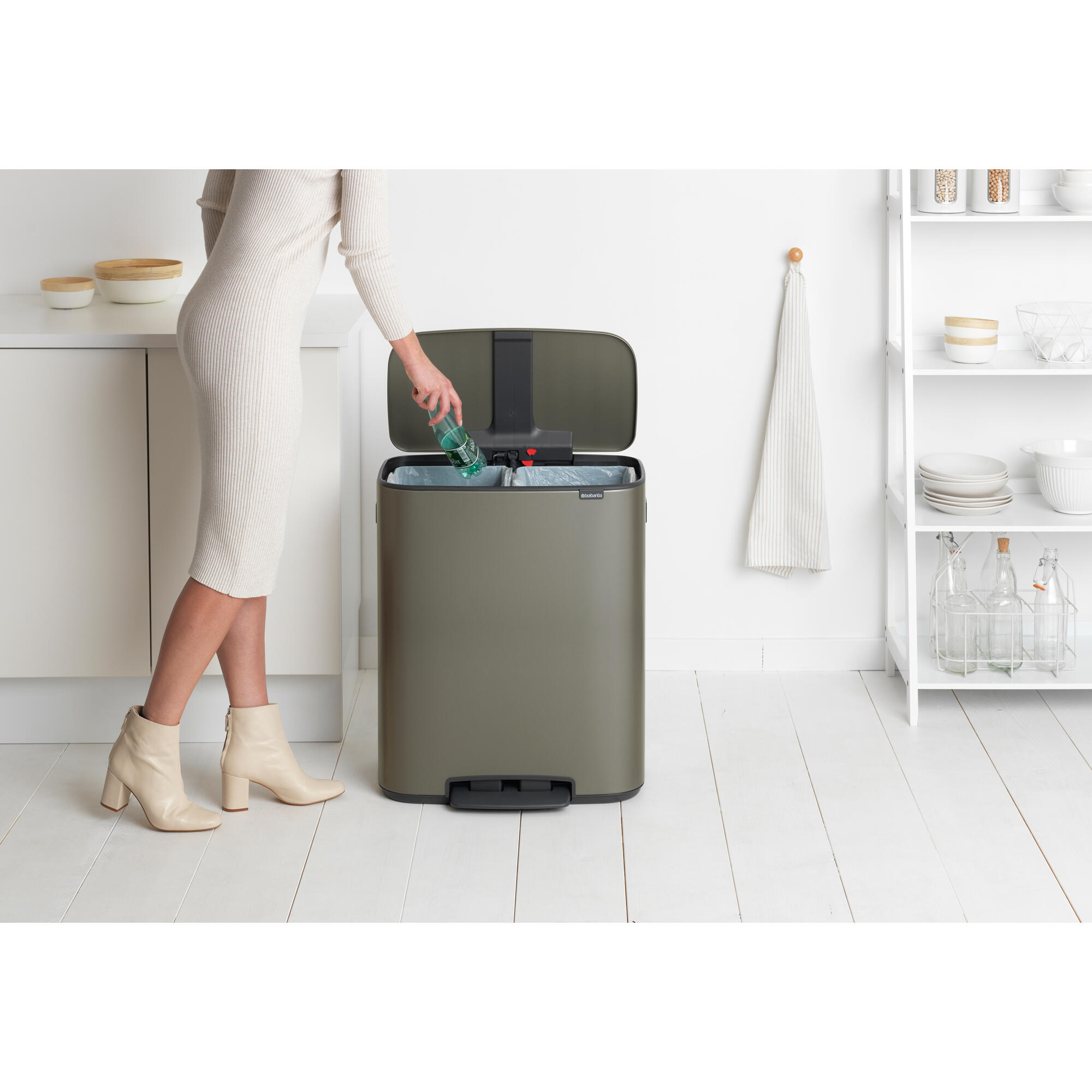 Poubelle tri sélectif de cuisine 30+30L à pédale BRABANTIA Bo acier platinium - 2