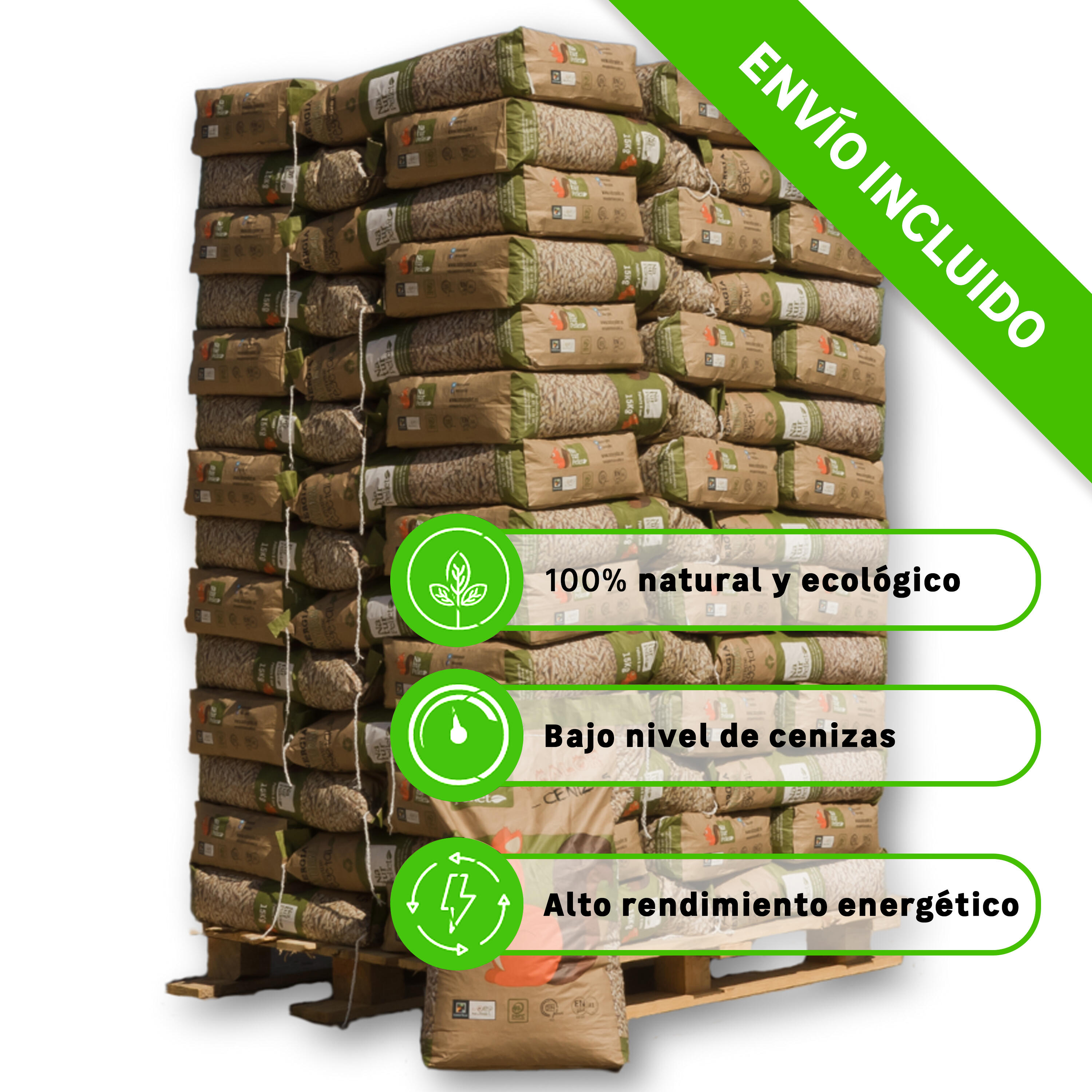 Palet de 70 sacos de pellet naturpellet