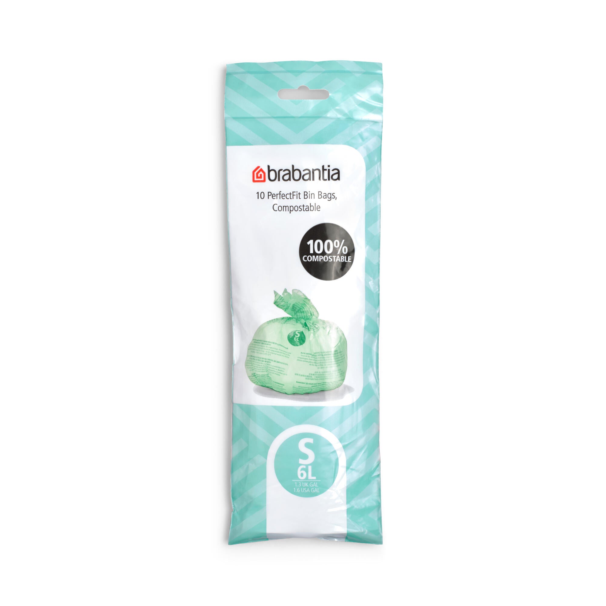 10 sacs-poubelle pour compost 6L BRABANTIA Perfectfit Code S vert