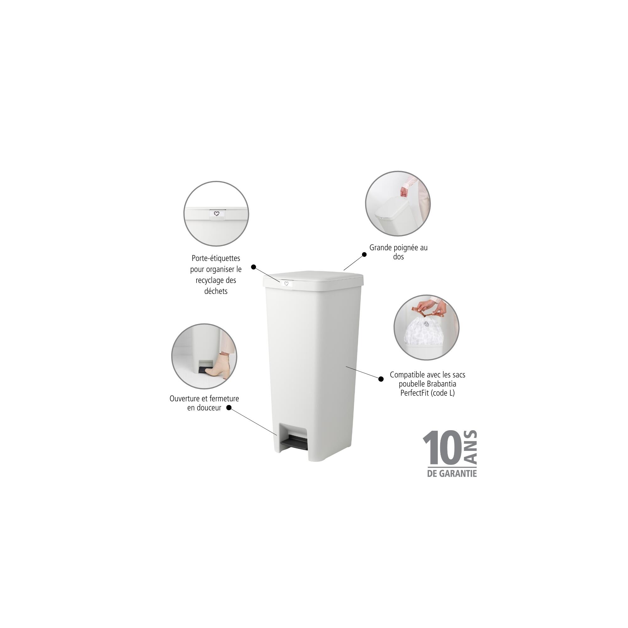 Poubelle de cuisine 40L à pédale BRABANTIA Step up gris - 4