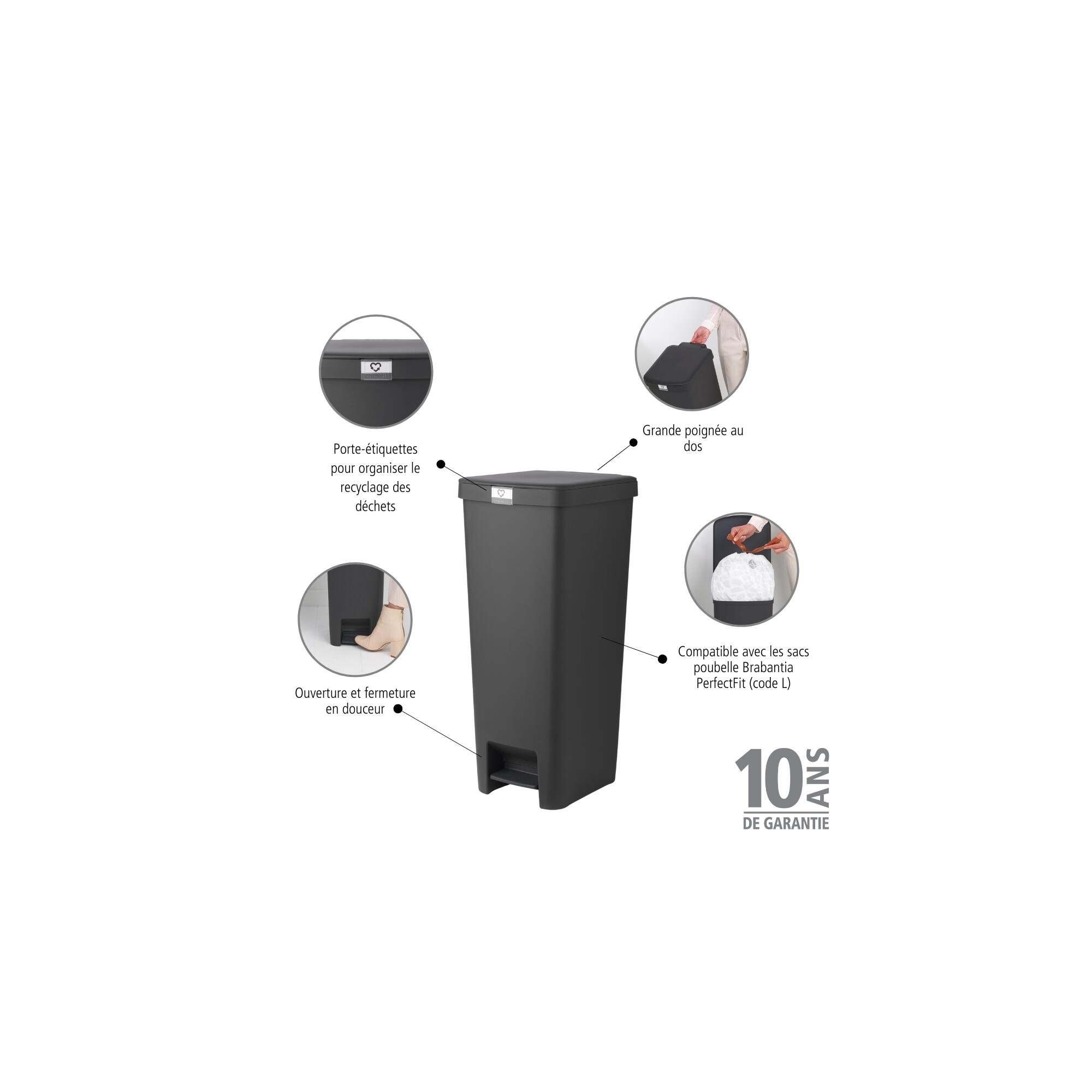 Poubelle de cuisine de cuisine 40L à pédale BRABANTIA Step up gris - 4