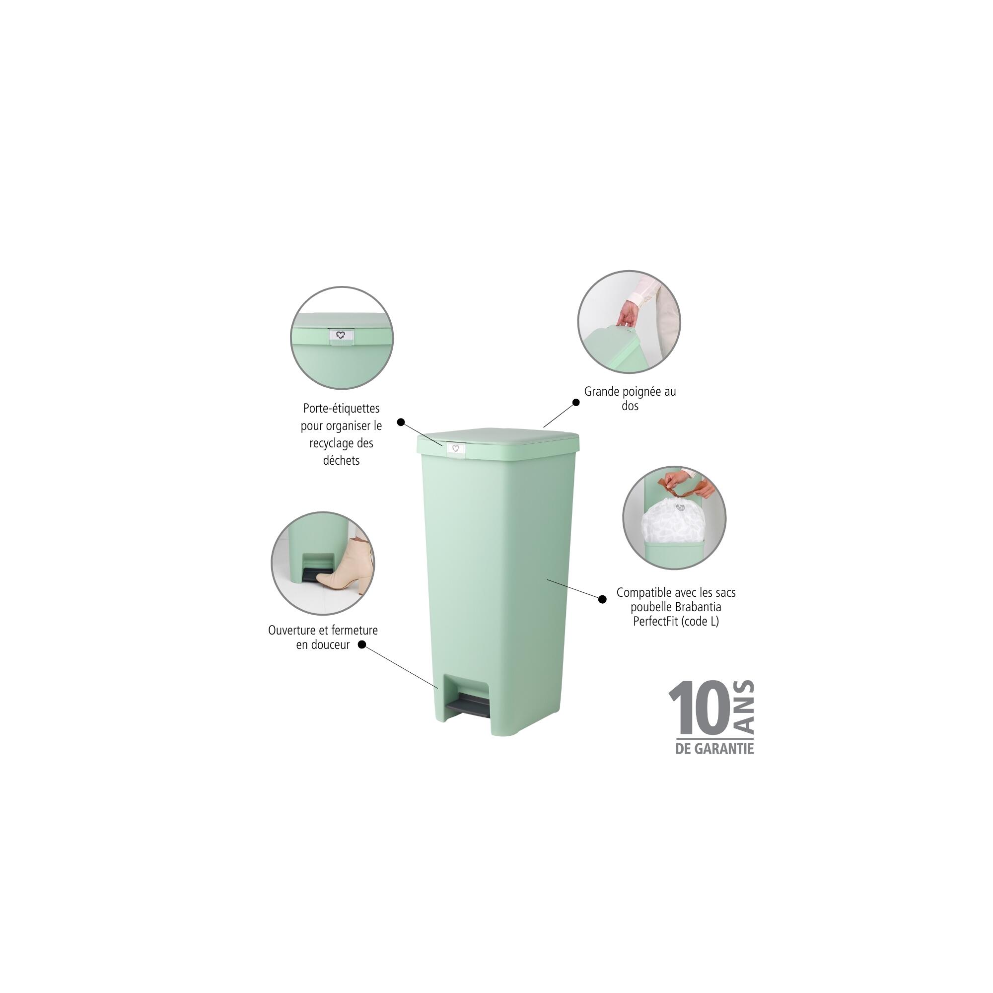 Poubelle de cuisine 40L à pédale BRABANTIA Step up vert - 5