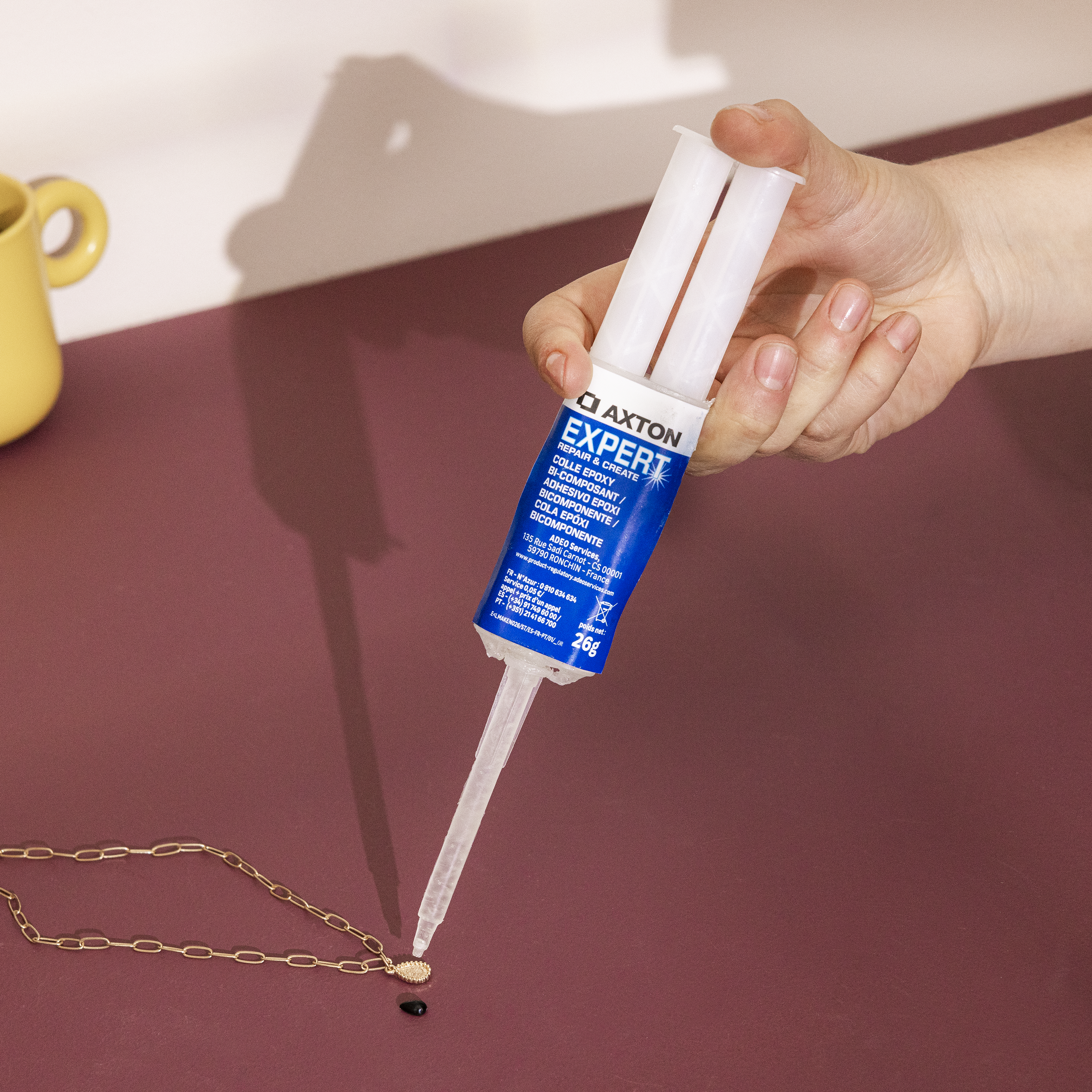 Cola epoxi AXTON 12 ml bicomponente para mezclar, para madera, vidrio, cerámica, aplicación sin herramienta, resiste al agua. Para pegar y reparar un material roto. - 4