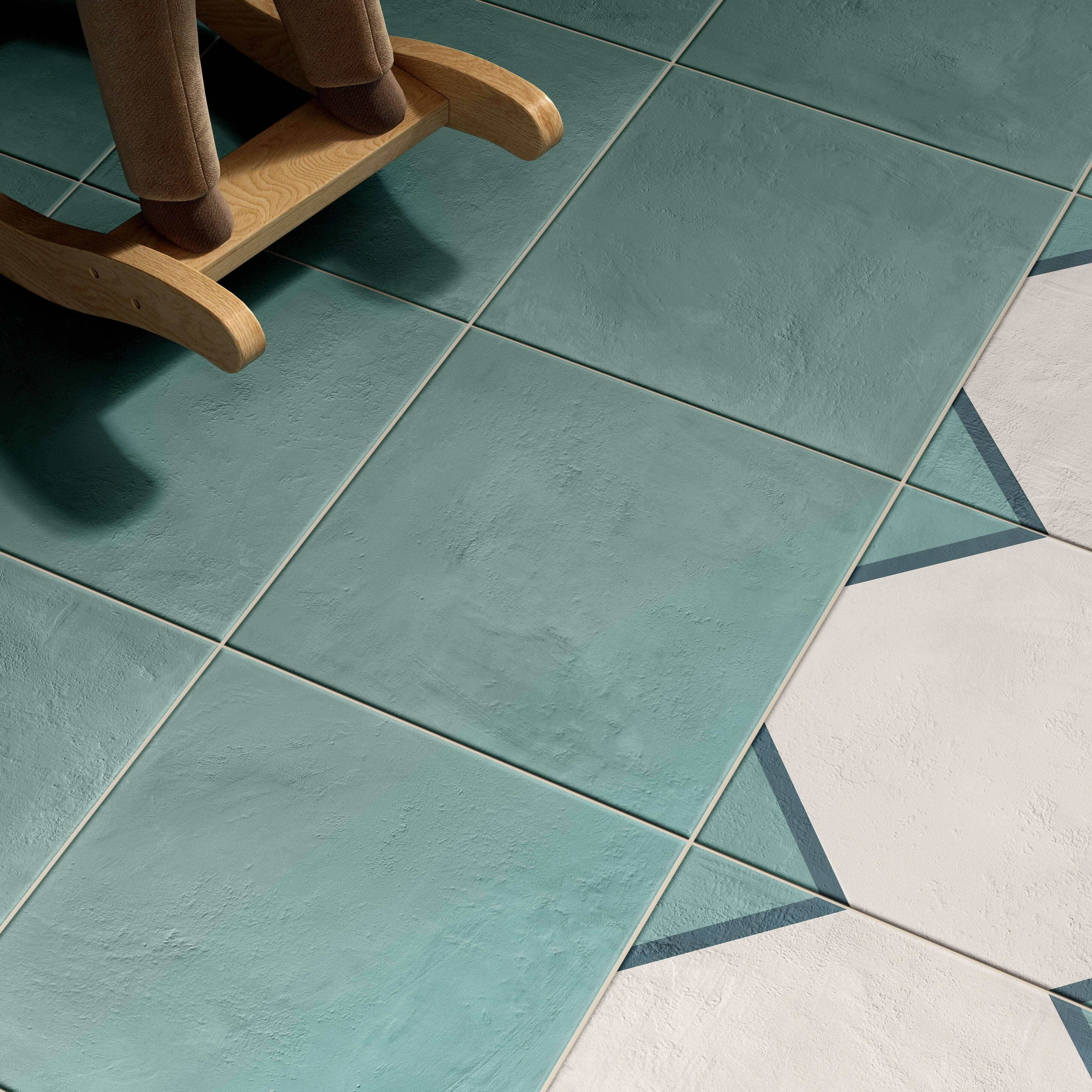 Piastrella da pavimento e rivestimento interno 20 x 20 cm non rettificato in gres porcellanato non smaltato verde opaco Deco Art R9 traffico intenso (pei 4/5) Sp. 8.5 mm 12 mq - 2