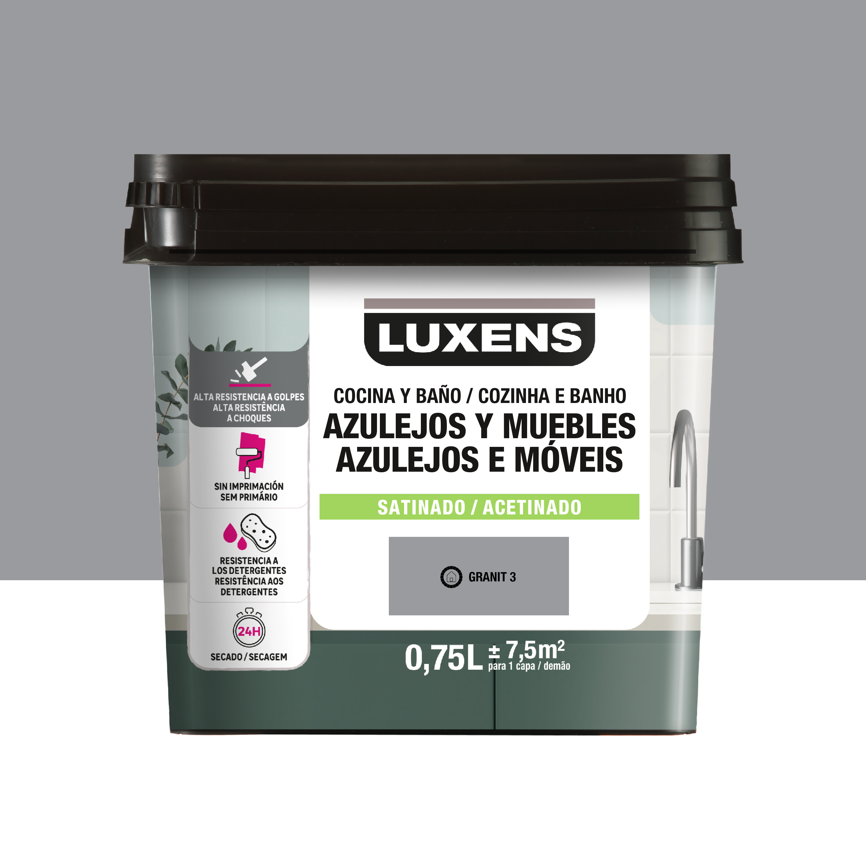 Esmalte muebles y azulejos de cocinas y baños satinado luxens 750ml granit 3