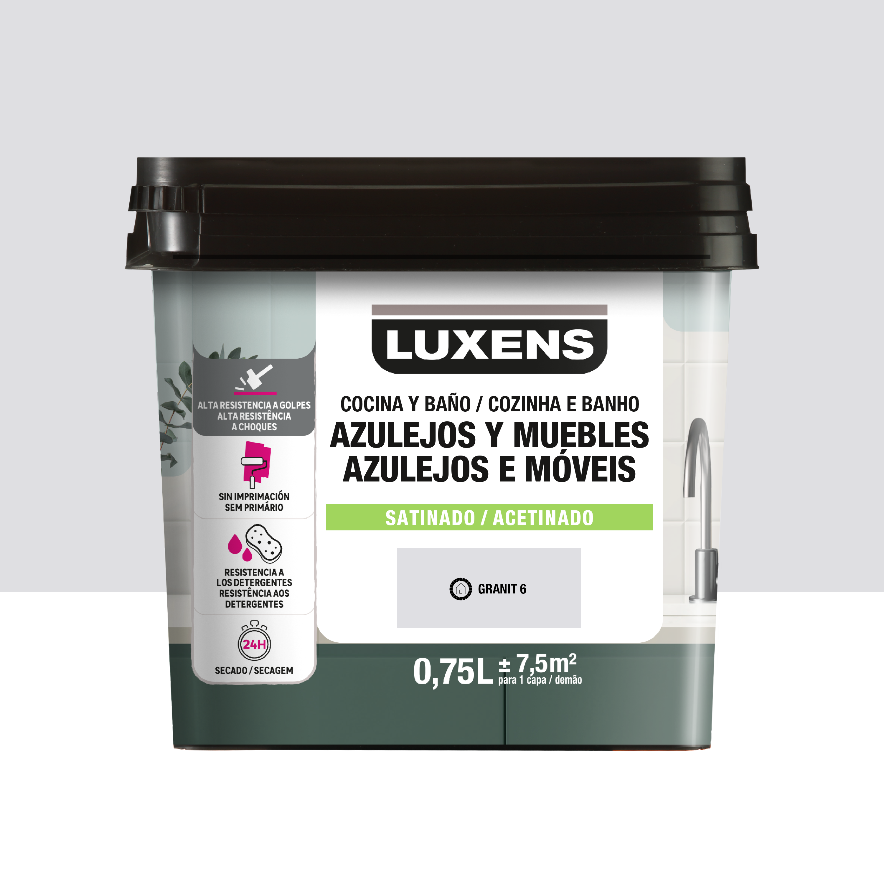 Esmalte muebles y azulejos de cocinas y baños satinado luxens 750ml granit 6
