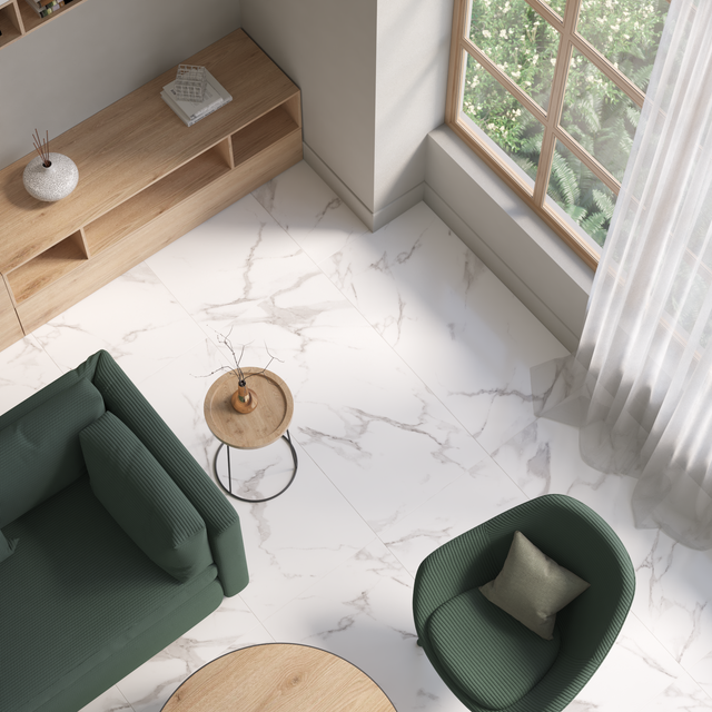 Carrelage sol/mur intérieur effet marbre blanc Casablanca l.60 x L.120 cm x Ep.9