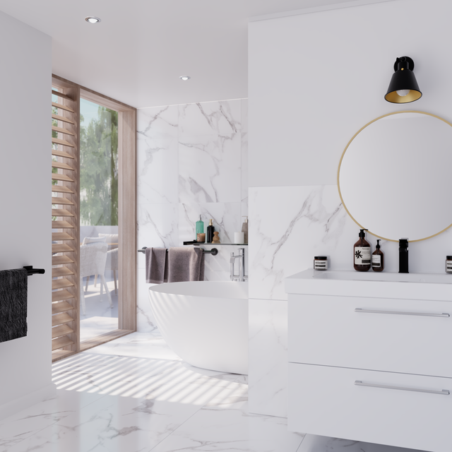 Carrelage sol / mur effet marbre blanc Casablanca l.60 x L.120 cm ARTENS