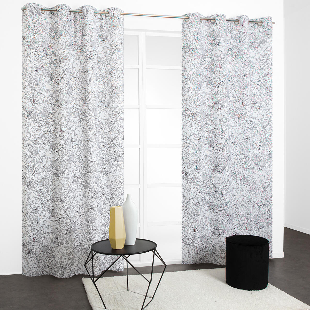 Rideau tamisant, Lizon, blanc H.240 x l.135 cm - 4