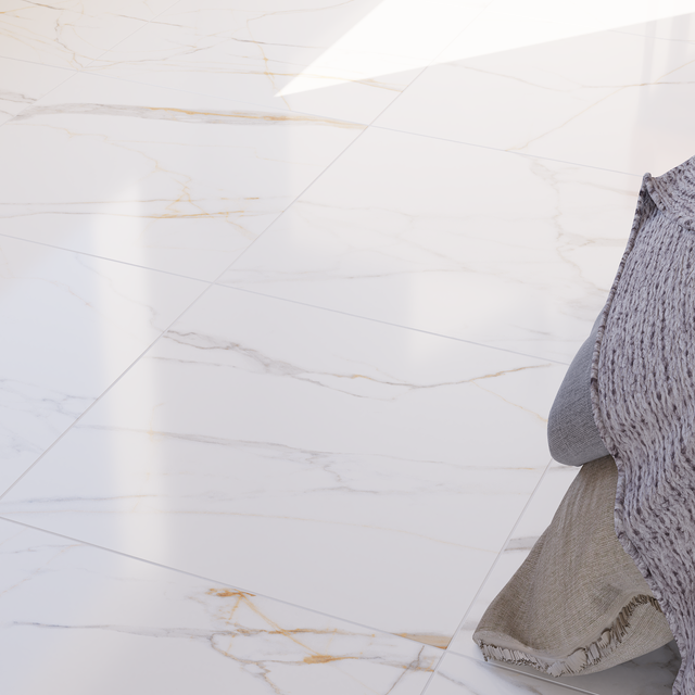 Carrelage sol intérieur/mur intérieur effetmarbre blanc Cala l.60x L.60cm ARTENS