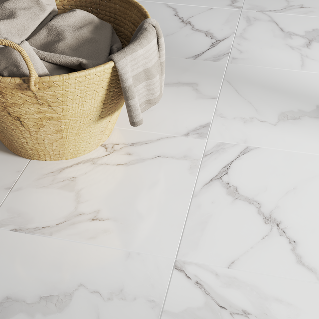 Carrelage sol / mur effet marbre blanc Casablanco l.45 x L.45 cm ARTENS
