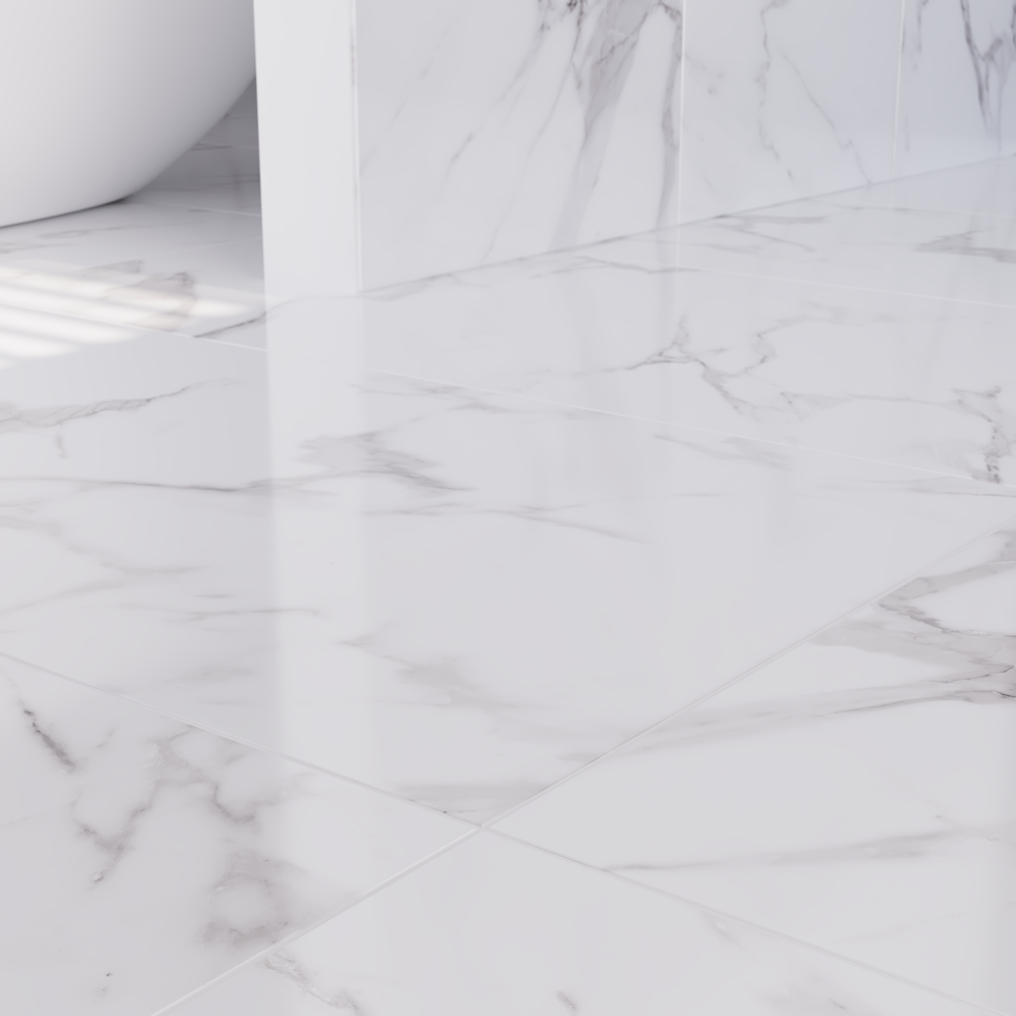 Piastrella da pavimento e rivestimento interno in gres naturale 60 x 120 cm rettificato smaltato bianco lucido Casablanca traffico intenso (pei 4/5) Sp. 9 mm 1.44 mq - 4