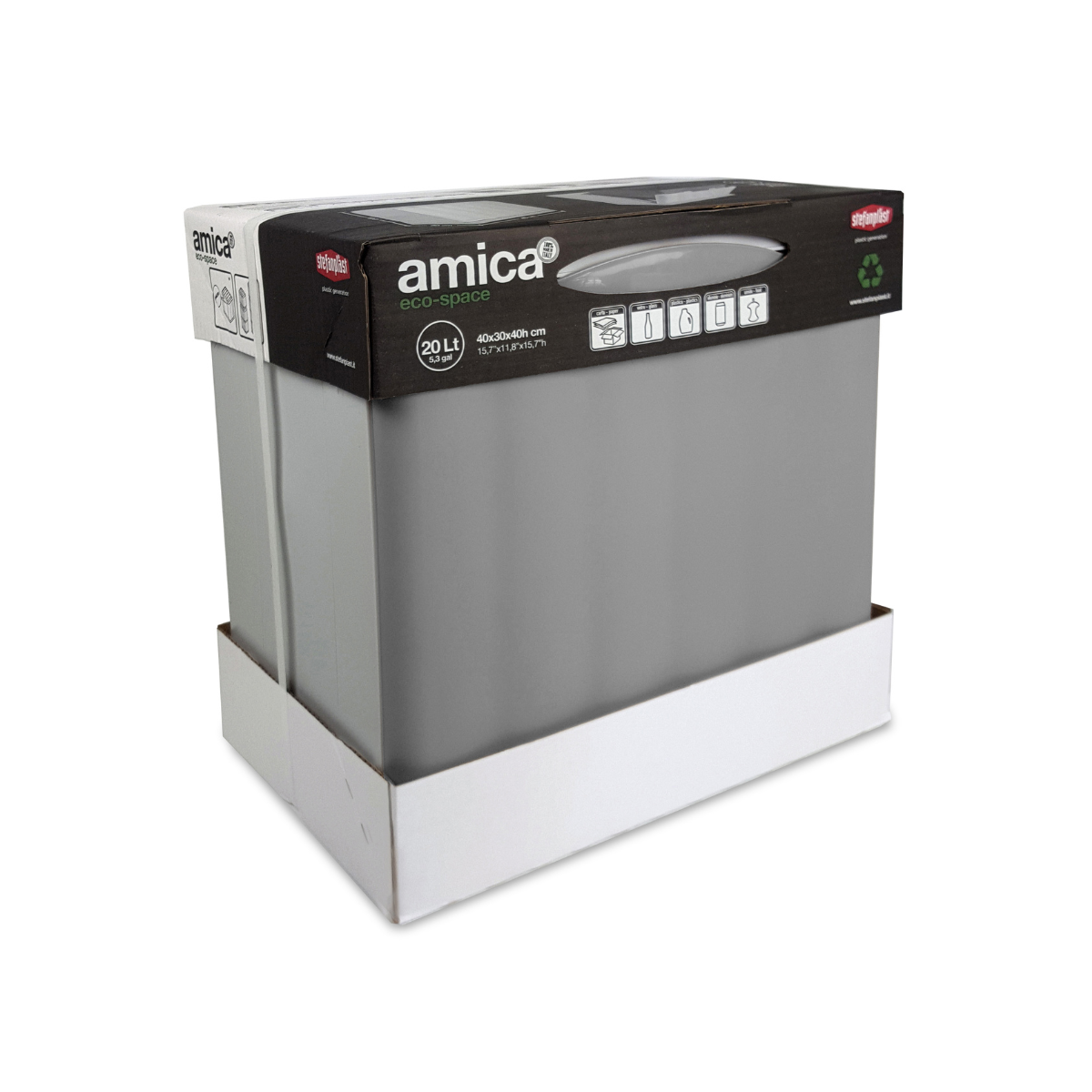Pattumiera per raccolta differenziata AMICA STEFANPLAST manuale grigio cemento 20 L - 13