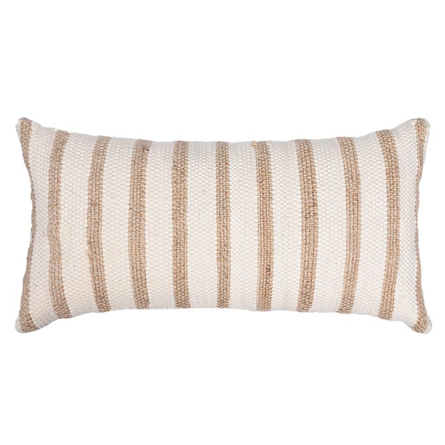 Coussin en jute rayé Chindi, beige l.30 x L.60 cm