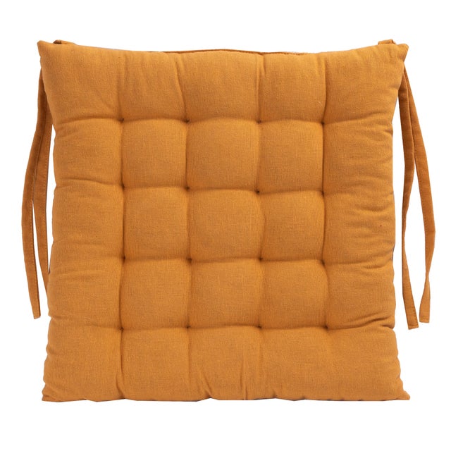 Galette de chaise coton recyclé, orange l.40 x L.40 cm