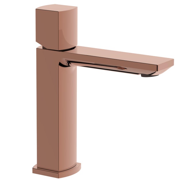 Rubinetto per lavabo a canna bassa getto laminare cristallino Coral rame ramato AQUASANIT