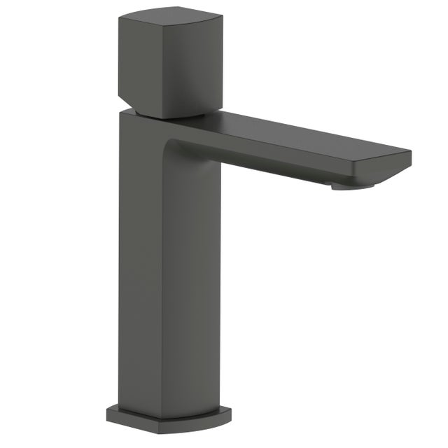 Rubinetto per lavabo a canna bassa getto laminare cristallino Coral grigio spazzolato AQUASANIT
